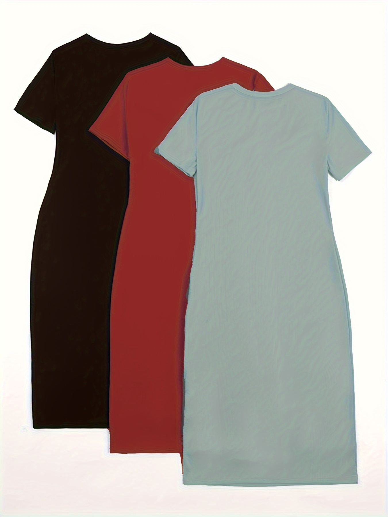 simple t shirt dress 3 pack casual crew neck short sleeve dress womens clothing details 1