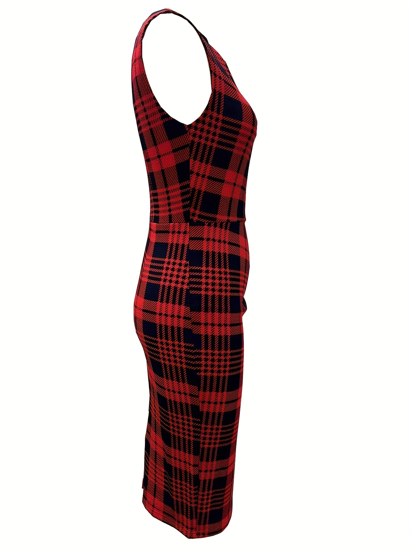 ruched pencil dress elegant crew neck sleeveless work office dress womens clothing details 8