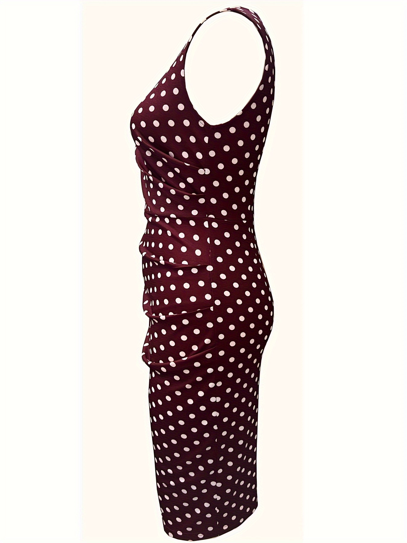 ruched pencil dress elegant crew neck sleeveless work office dress womens clothing details 27