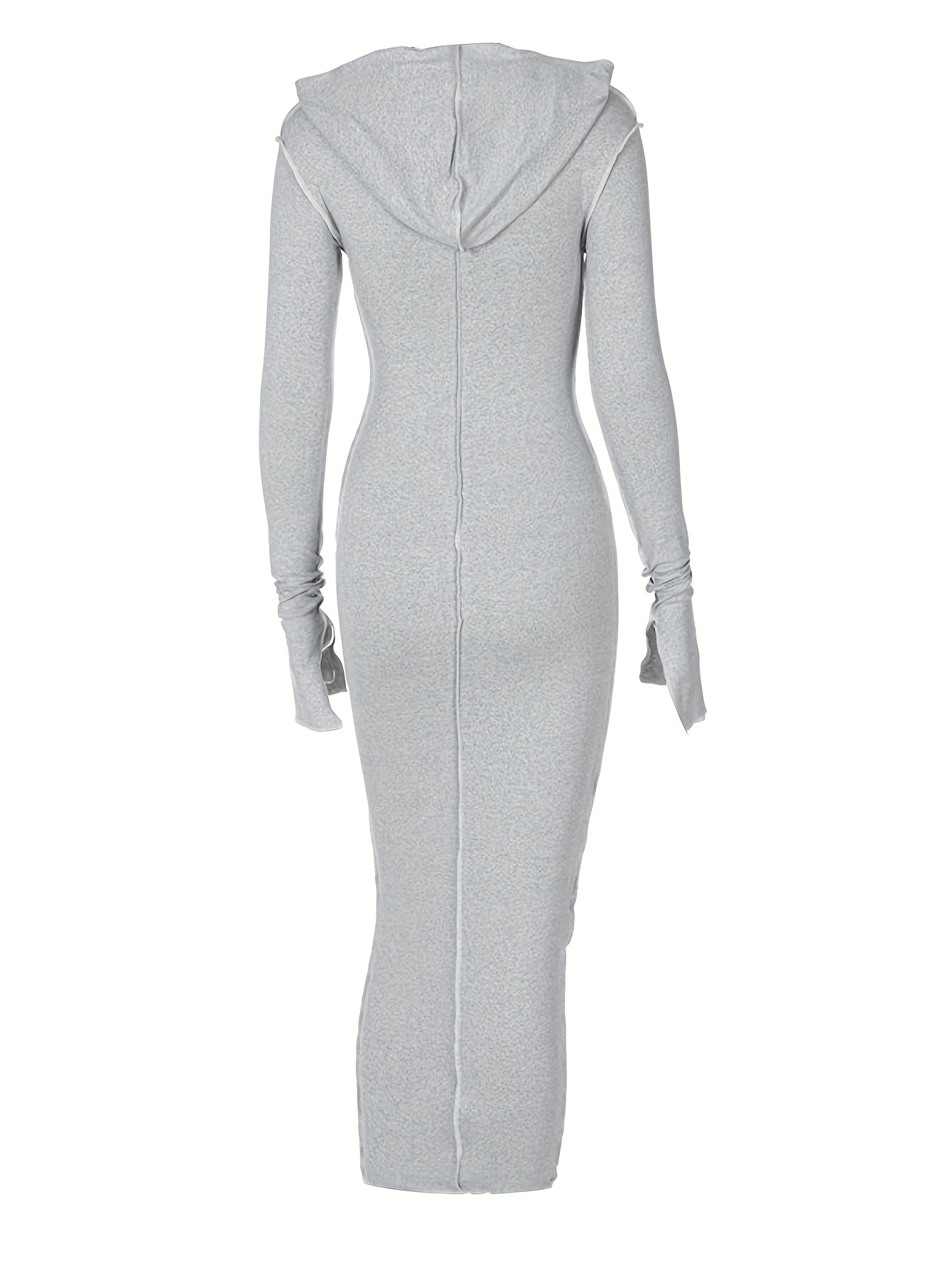 stitching hooded dress casual long sleeve maxi dress womens clothing details 7