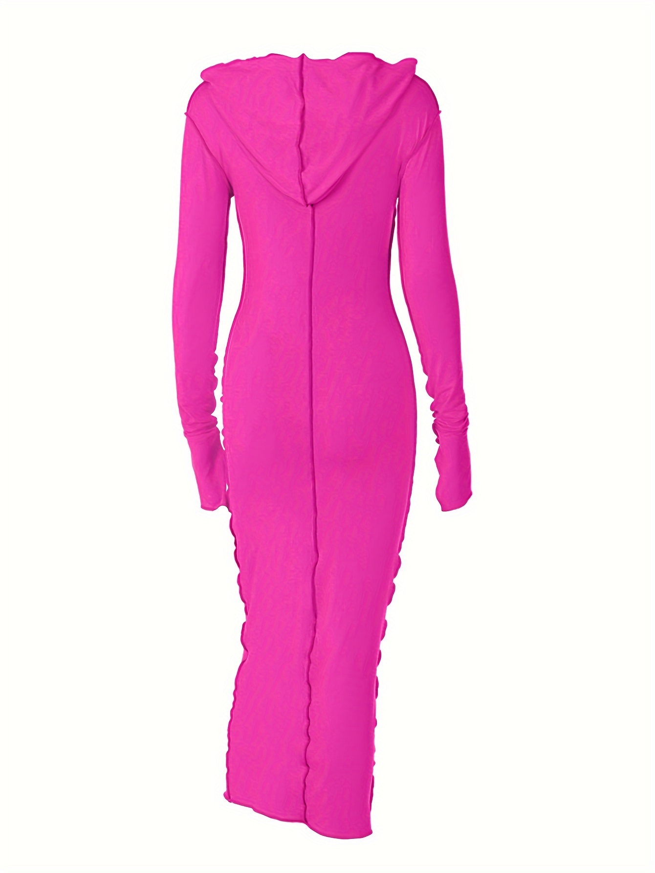 stitching hooded dress casual long sleeve maxi dress womens clothing details 31