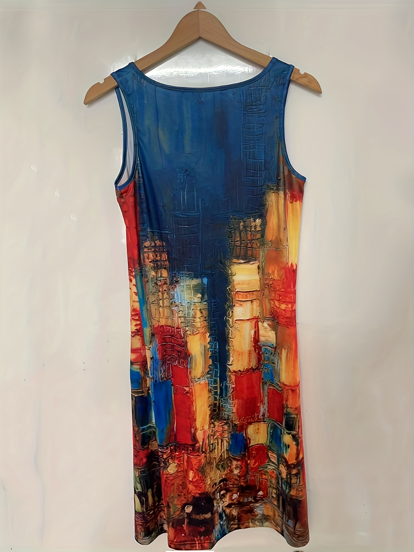 floral print sleeveless dress casual notched neck midi dress womens clothing details 7