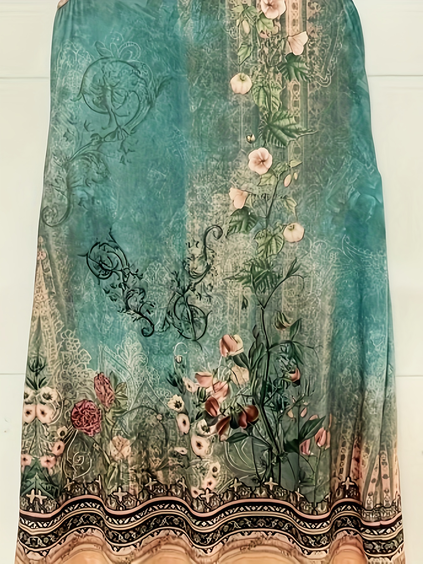 floral print sleeveless dress casual notched neck midi dress womens clothing details 22