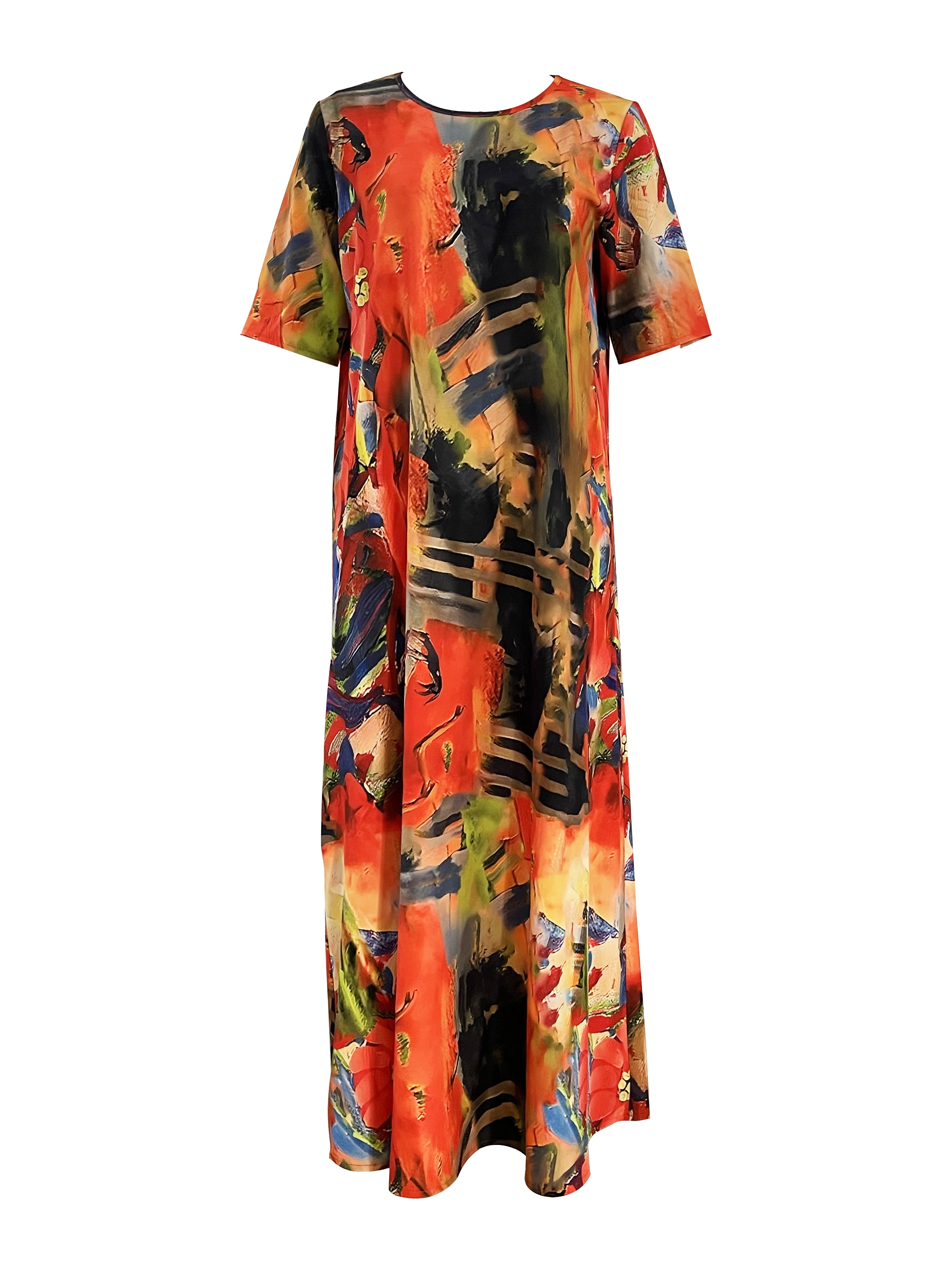 floral print crew neck dress casual short sleeve dress for spring summer womens clothing details 0
