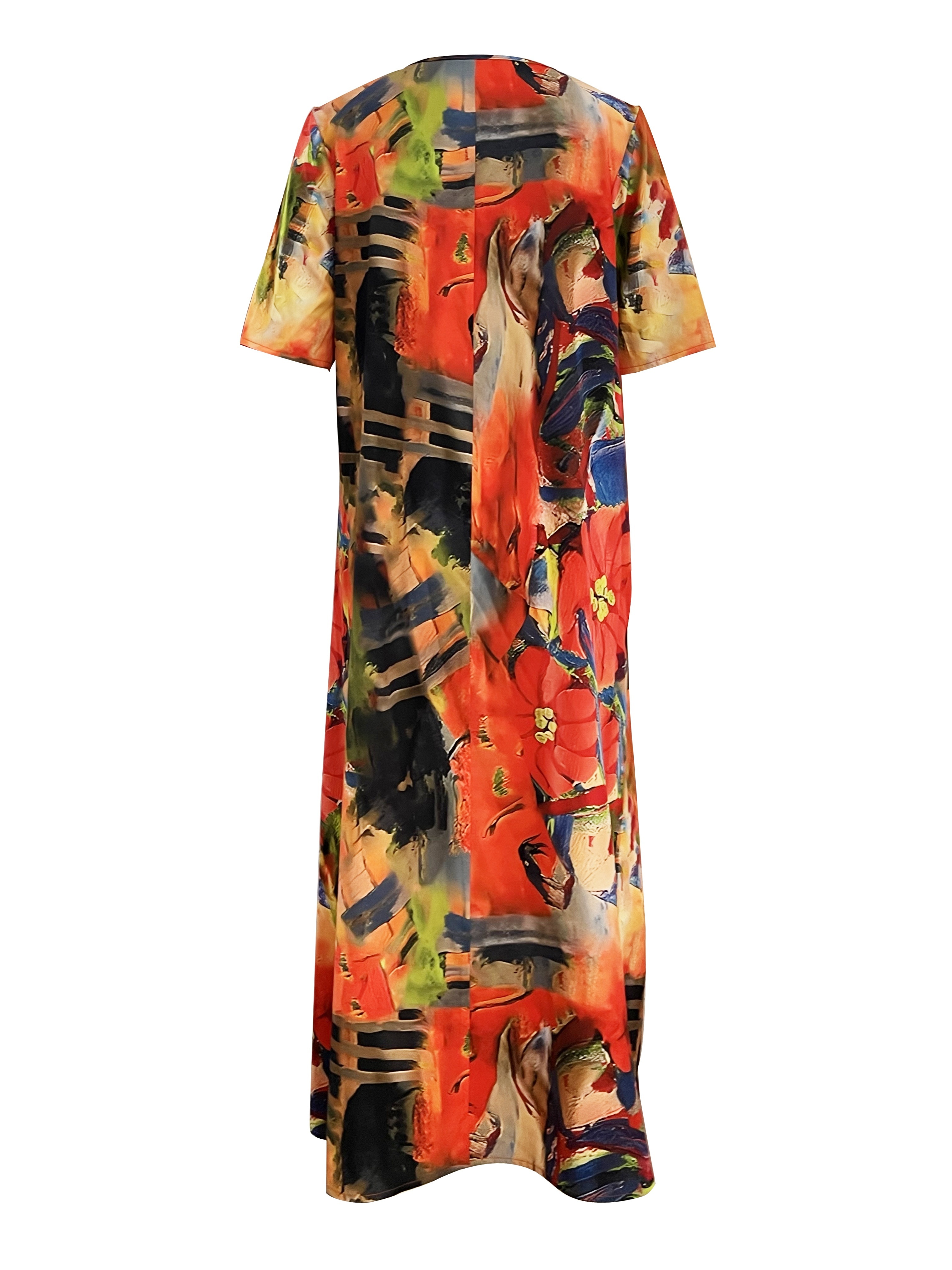 floral print crew neck dress casual short sleeve dress for spring summer womens clothing details 2