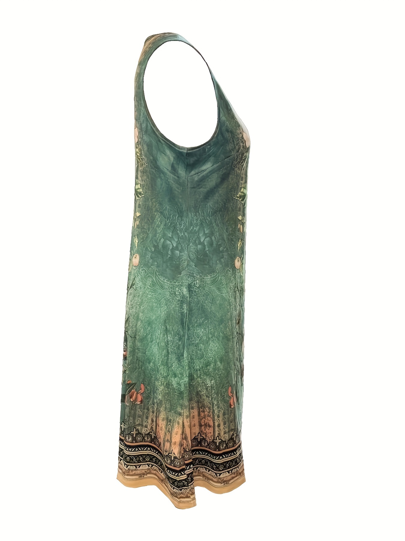 floral print notched neck dress elegant sleeveless slim dress womens clothing details 3