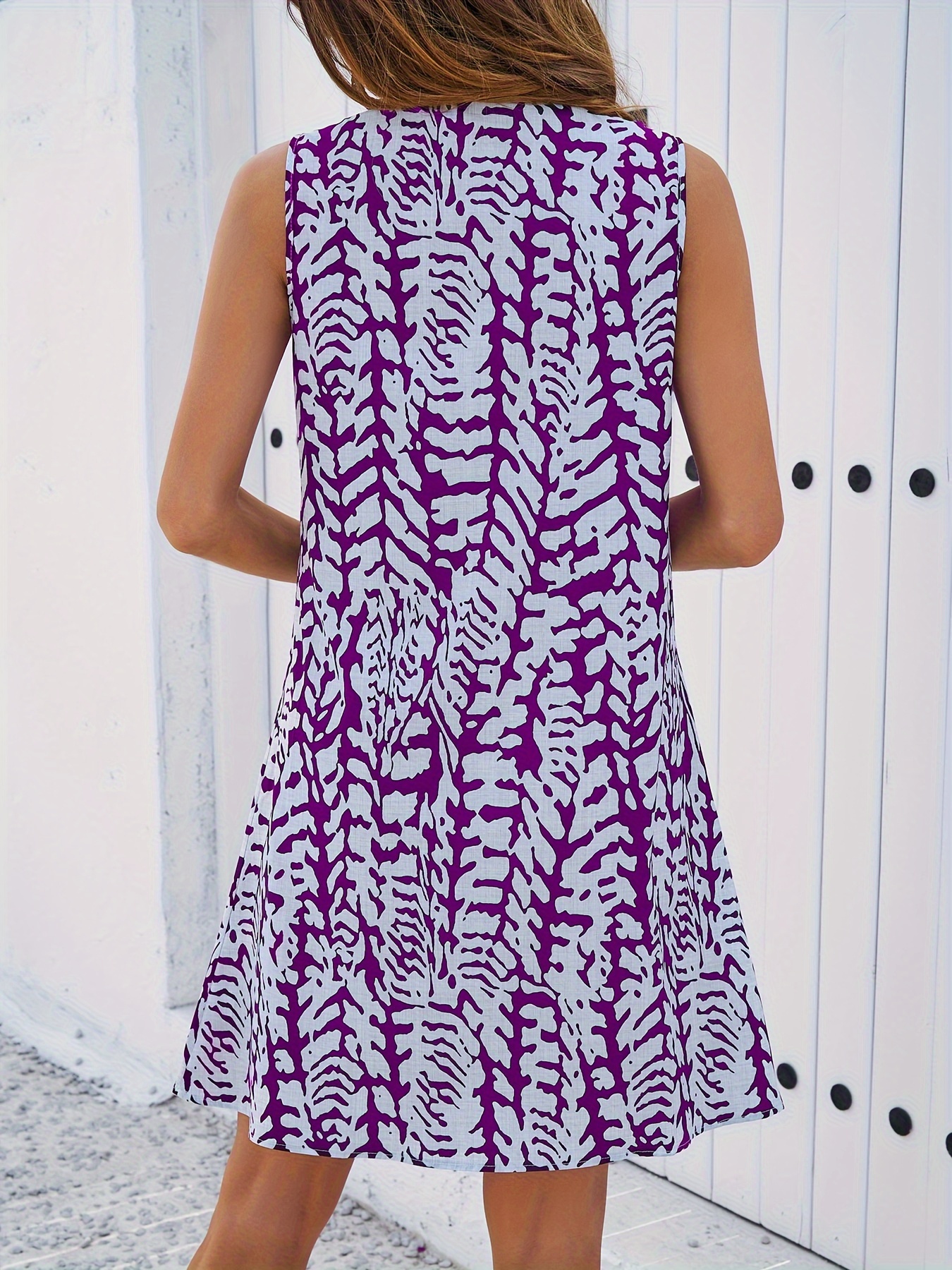 allover keyhole crew neck dress elegant sleeveless dress for spring summer womens clothing details 13