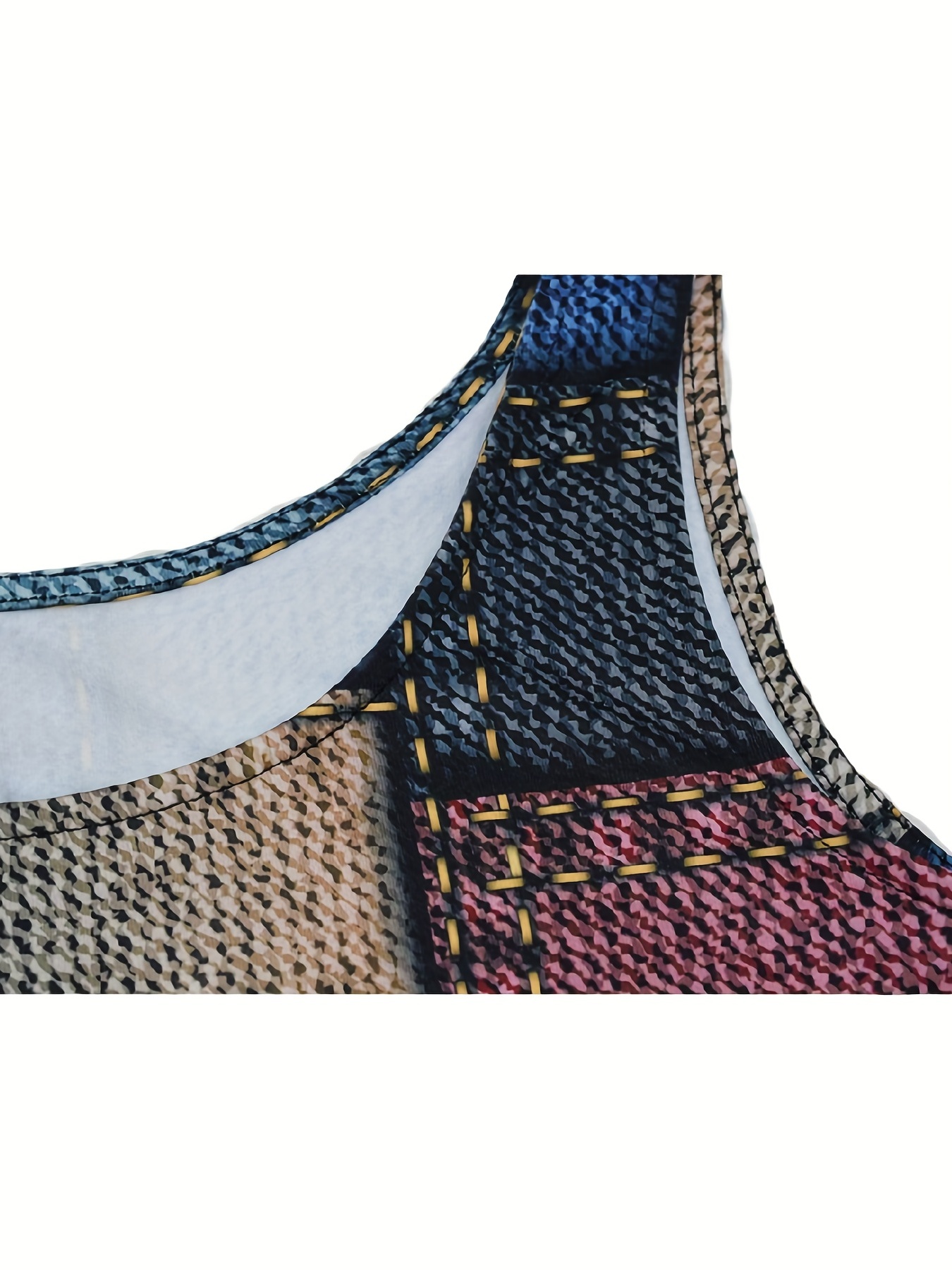 patchwork tank dress casual sleeveless bodycon scoop neck bag hip dress womens clothing details 3