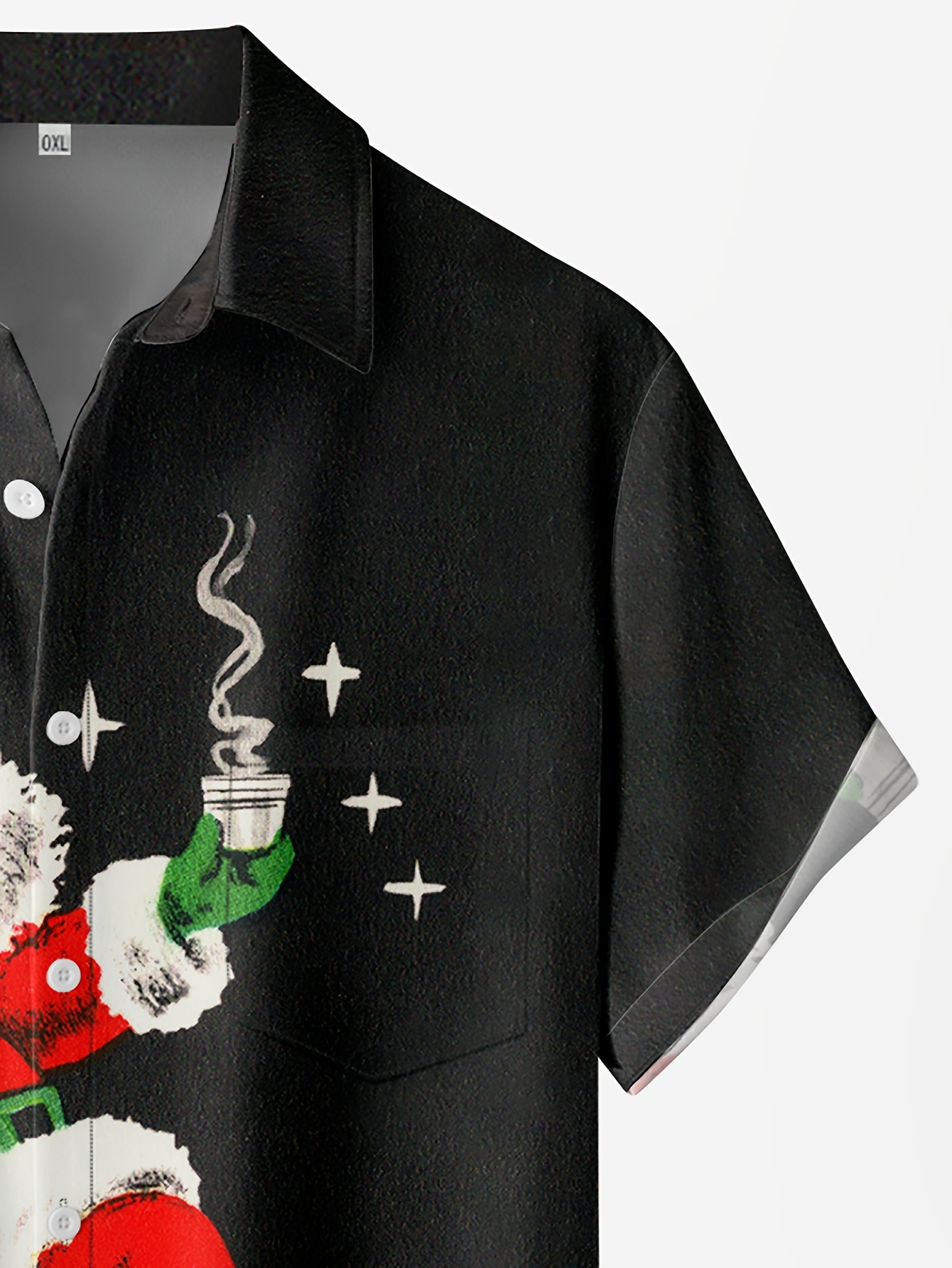 various creative christmas santa anime pattern mens trendy short sleeve lapel hawaiian shirt for summer details 2
