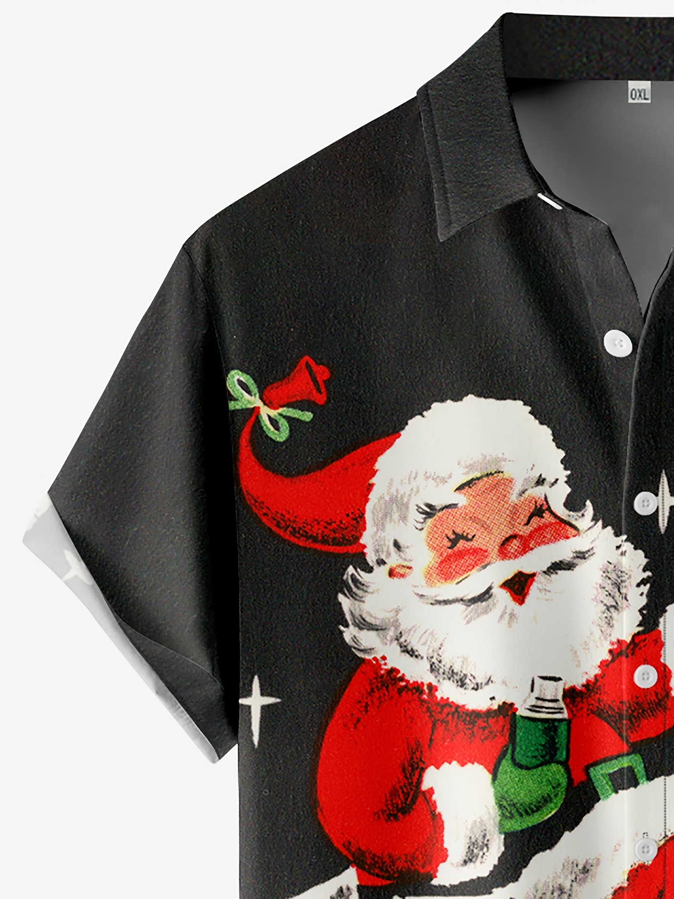 various creative christmas santa anime pattern mens trendy short sleeve lapel hawaiian shirt for summer details 3