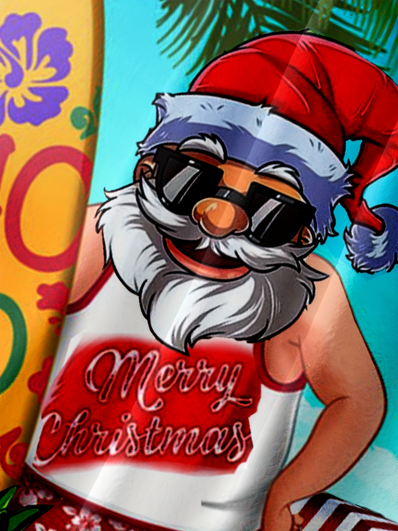 various creative christmas santa anime pattern mens trendy short sleeve lapel hawaiian shirt for summer details 9