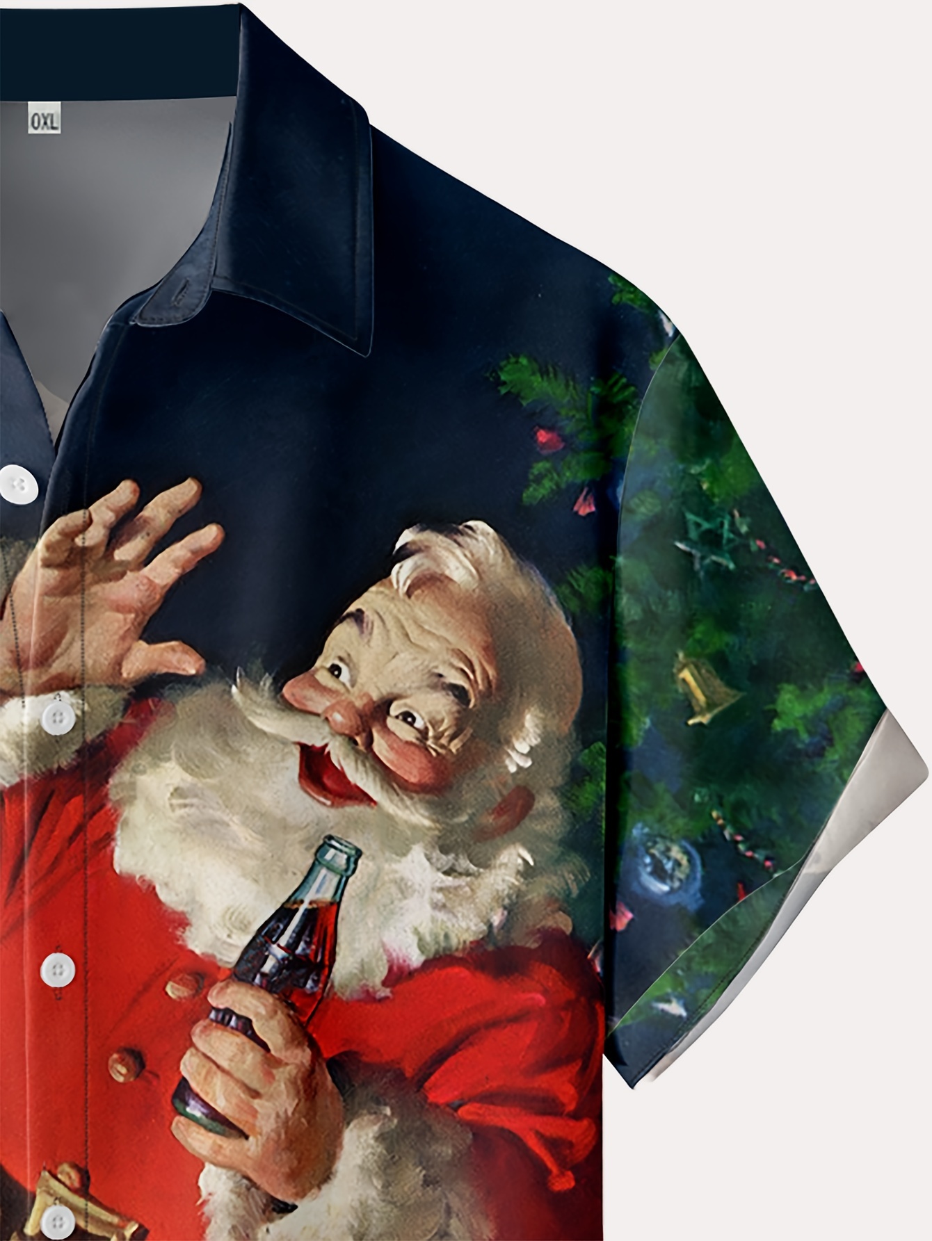 various creative christmas santa anime pattern mens trendy short sleeve lapel hawaiian shirt for summer details 12