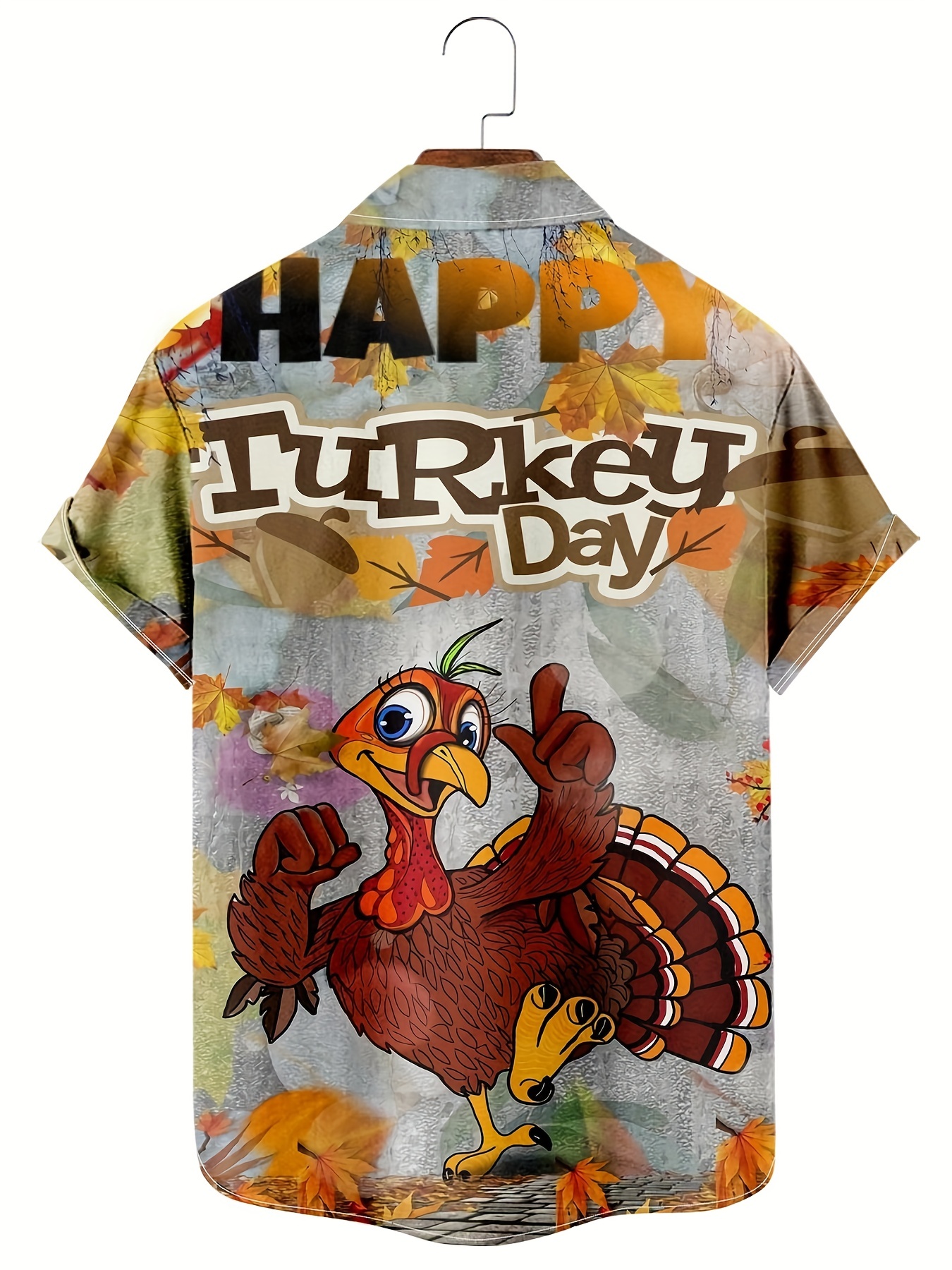 thanksgiving print mens casual short sleeve shirt mens shirt for summer vacation resort tops for men gift for men details 0