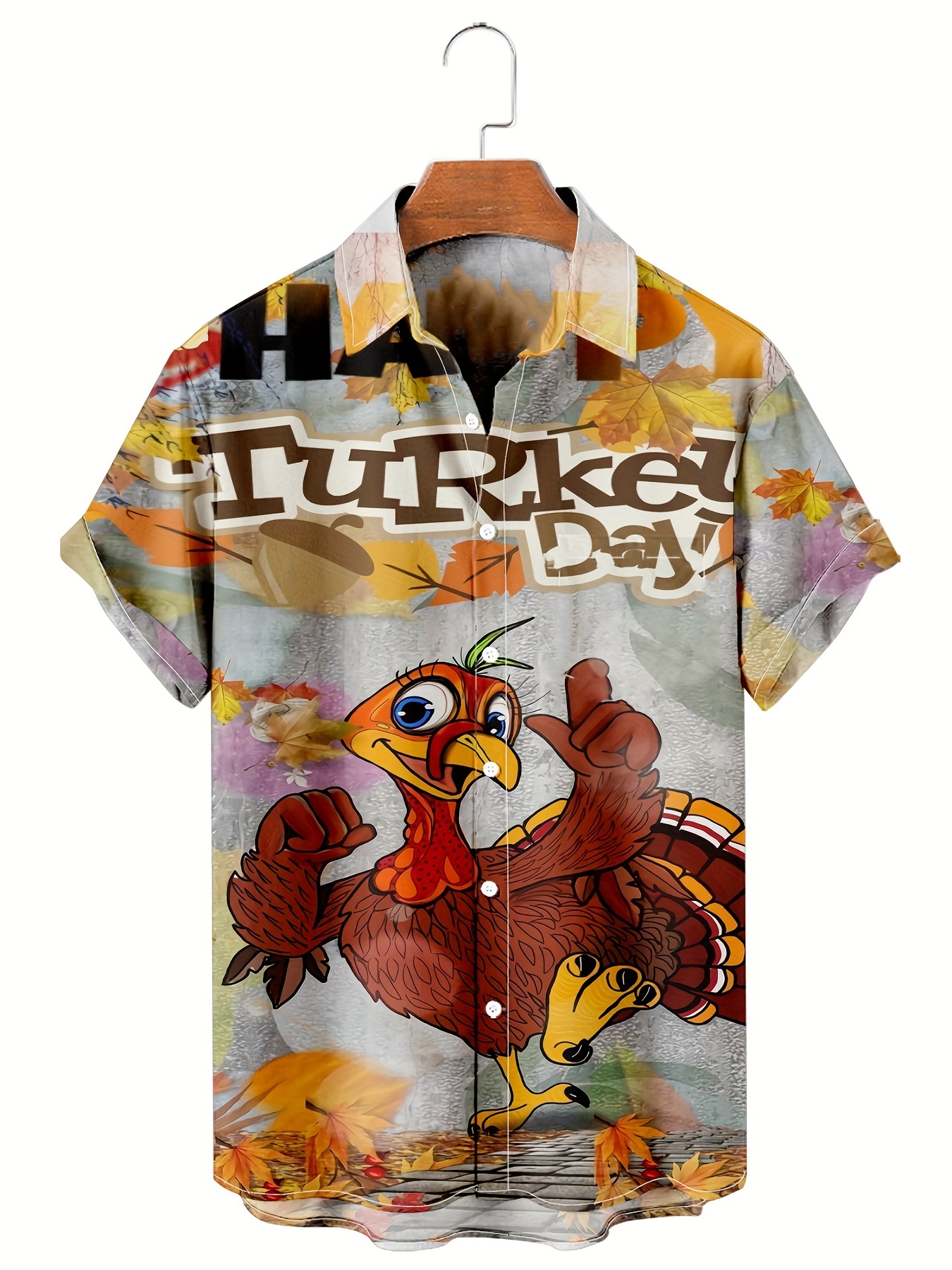 thanksgiving print mens casual short sleeve shirt mens shirt for summer vacation resort tops for men gift for men details 1
