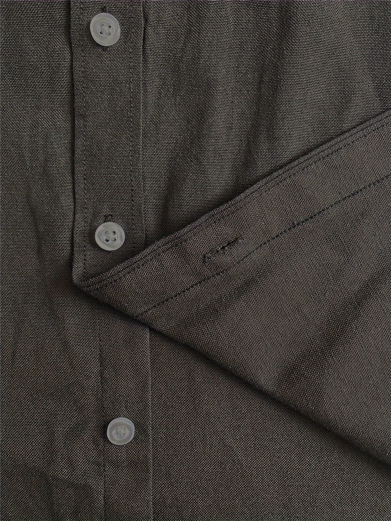solid color mens classic all match long sleeve button up shirt with chest pocket spring fall clothing details 3