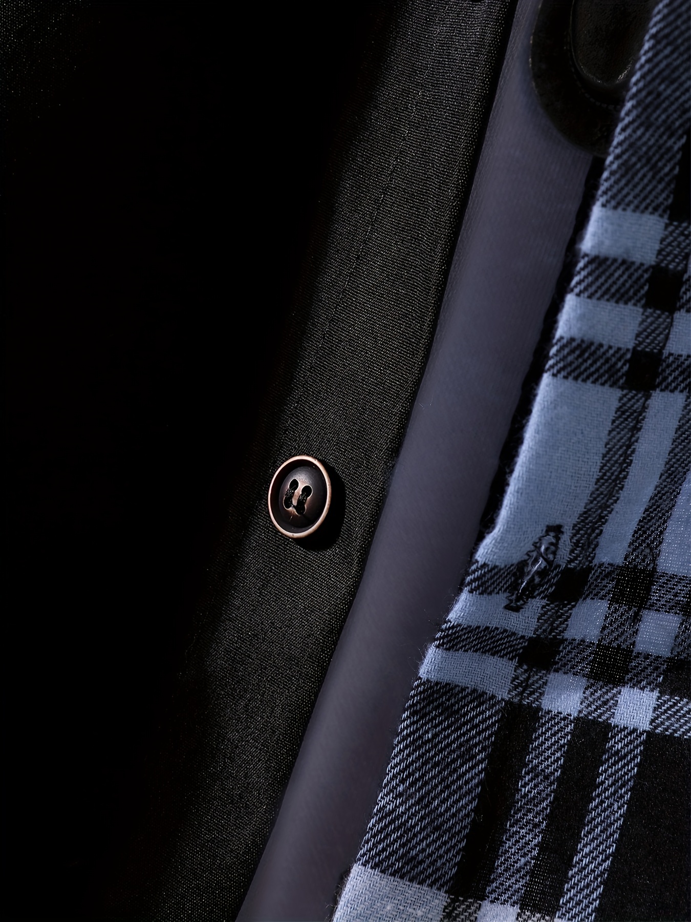 stylish collage chest pocket plaid pattern casual long sleeve button up shirt mens clothes for spring summer fall outdoor details 5