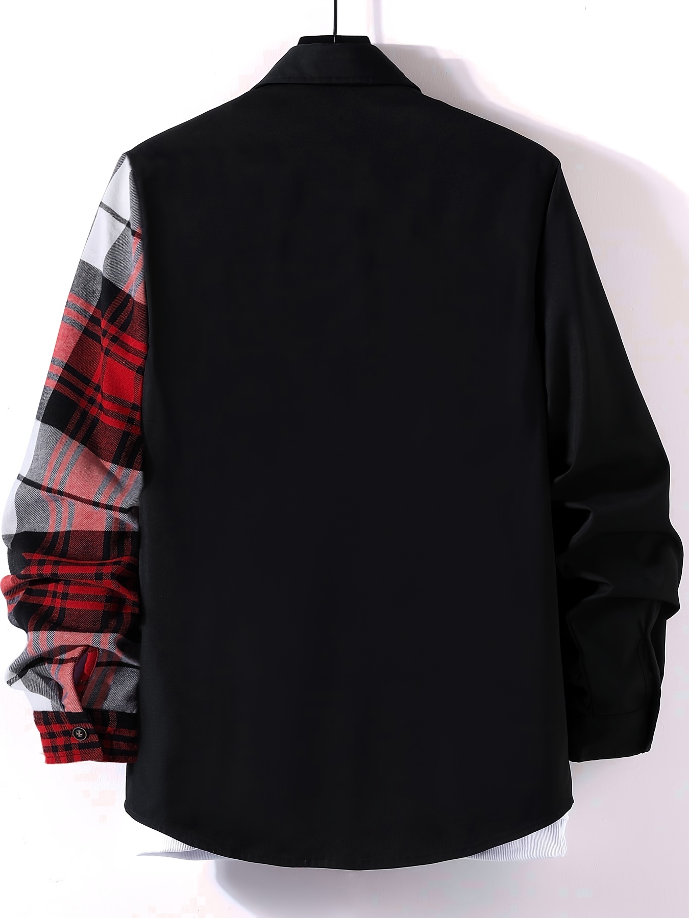 stylish collage chest pocket plaid pattern casual long sleeve button up shirt mens clothes for spring summer fall outdoor details 10