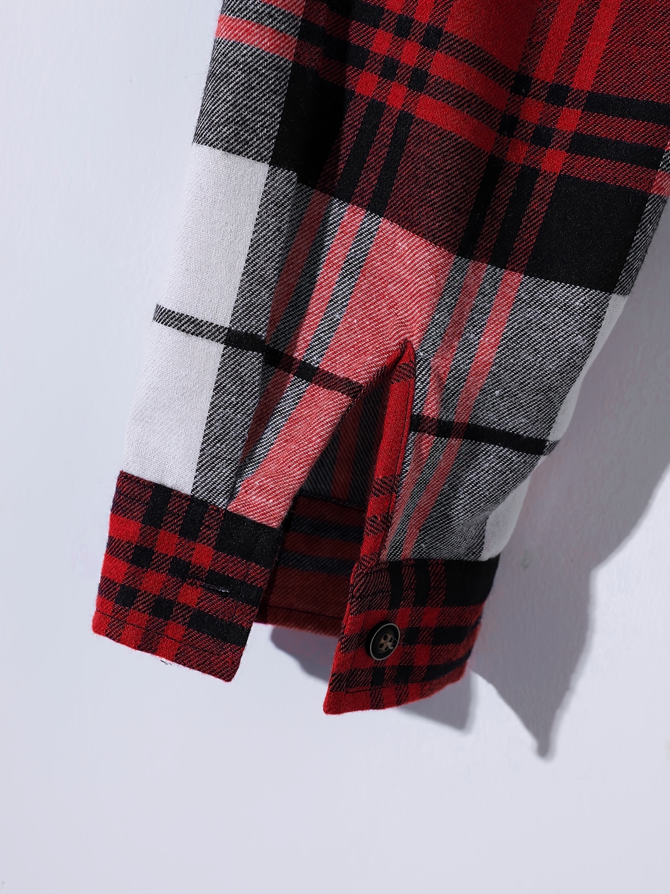 stylish collage chest pocket plaid pattern casual long sleeve button up shirt mens clothes for spring summer fall outdoor details 11