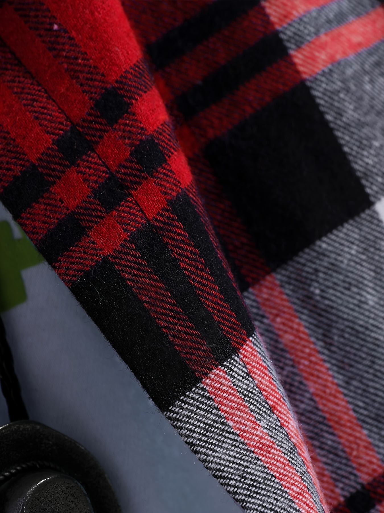 stylish collage chest pocket plaid pattern casual long sleeve button up shirt mens clothes for spring summer fall outdoor details 12