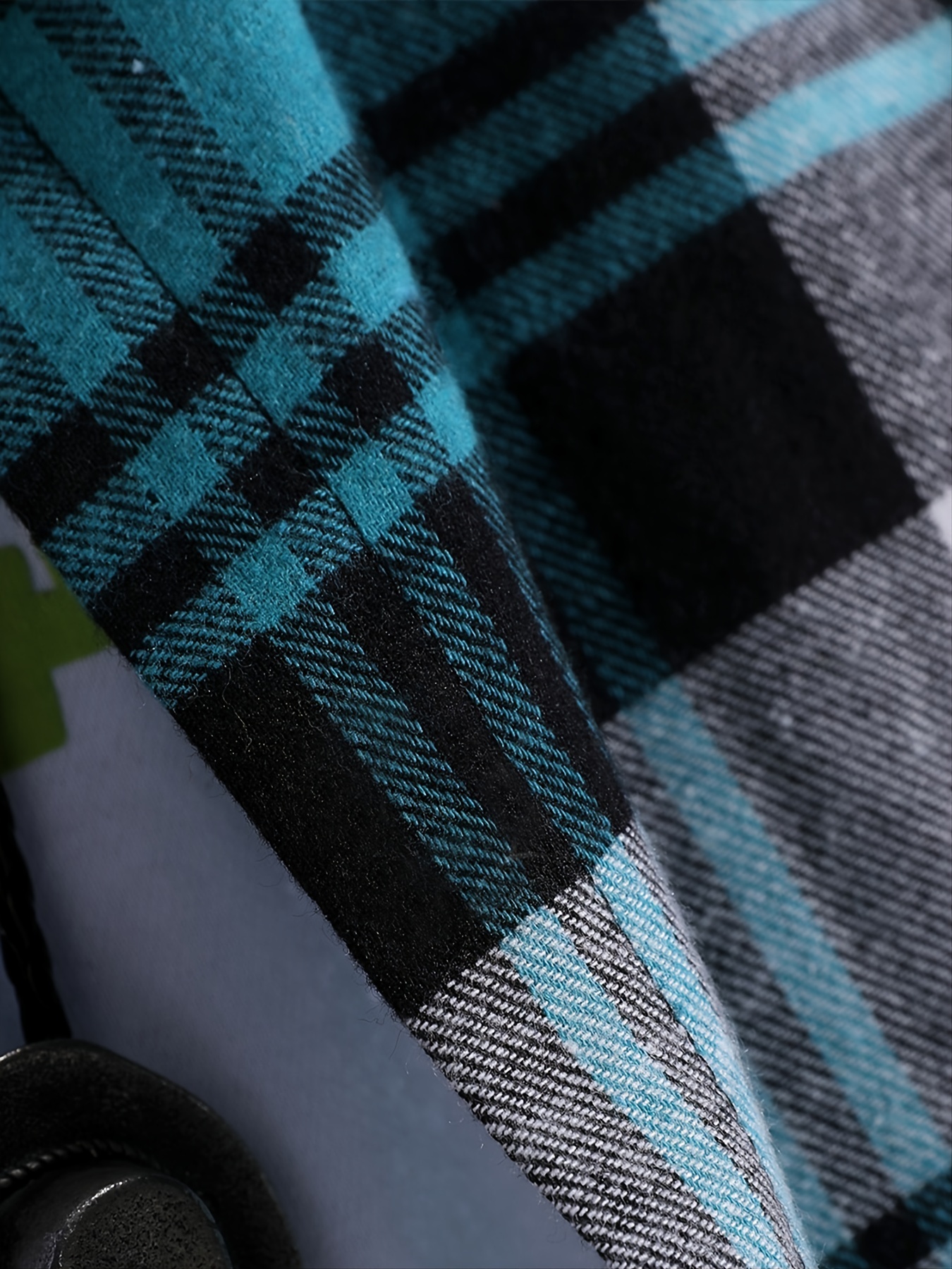 stylish collage chest pocket plaid pattern casual long sleeve button up shirt mens clothes for spring summer fall outdoor details 17
