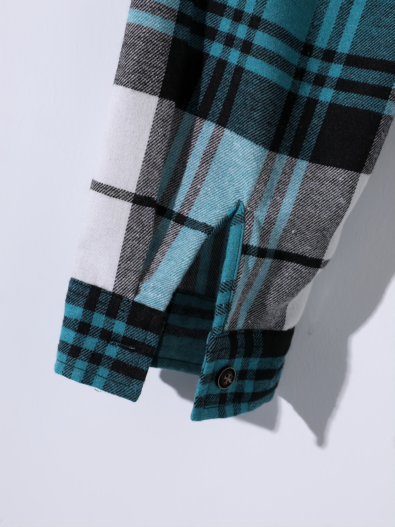 stylish collage chest pocket plaid pattern casual long sleeve button up shirt mens clothes for spring summer fall outdoor details 18