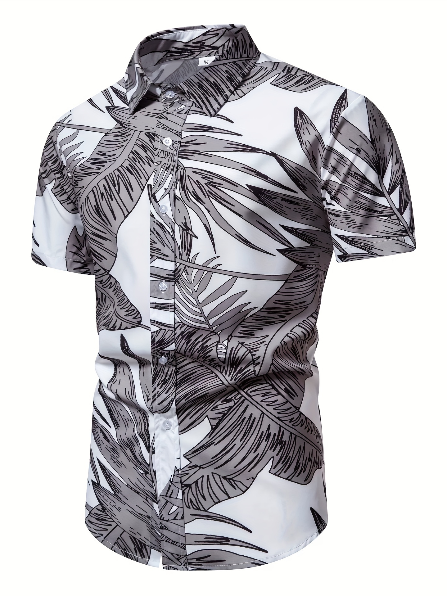 mens casual slim short sleeve shirts with flower for summer details 0