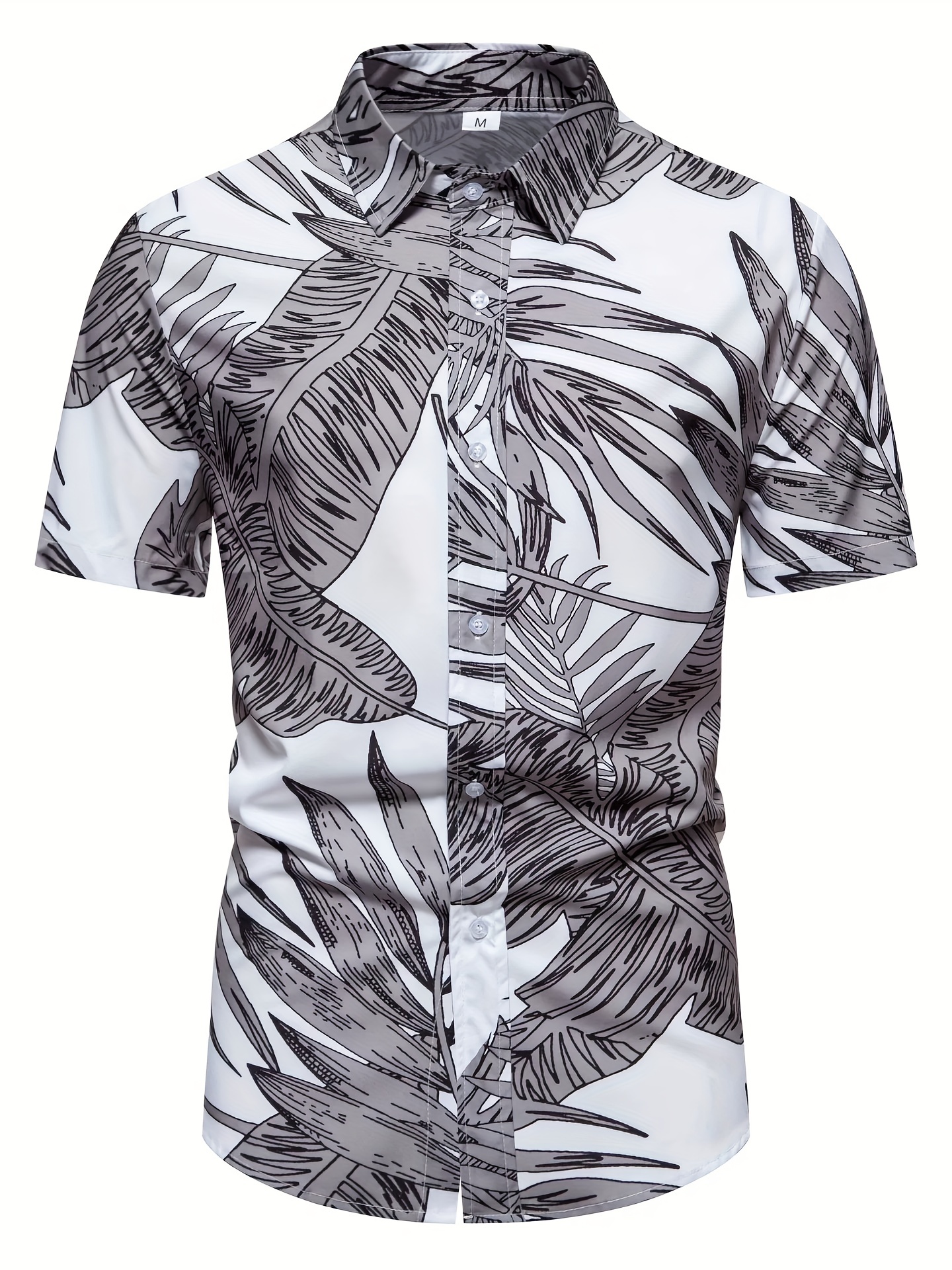 mens casual slim short sleeve shirts with flower for summer details 5
