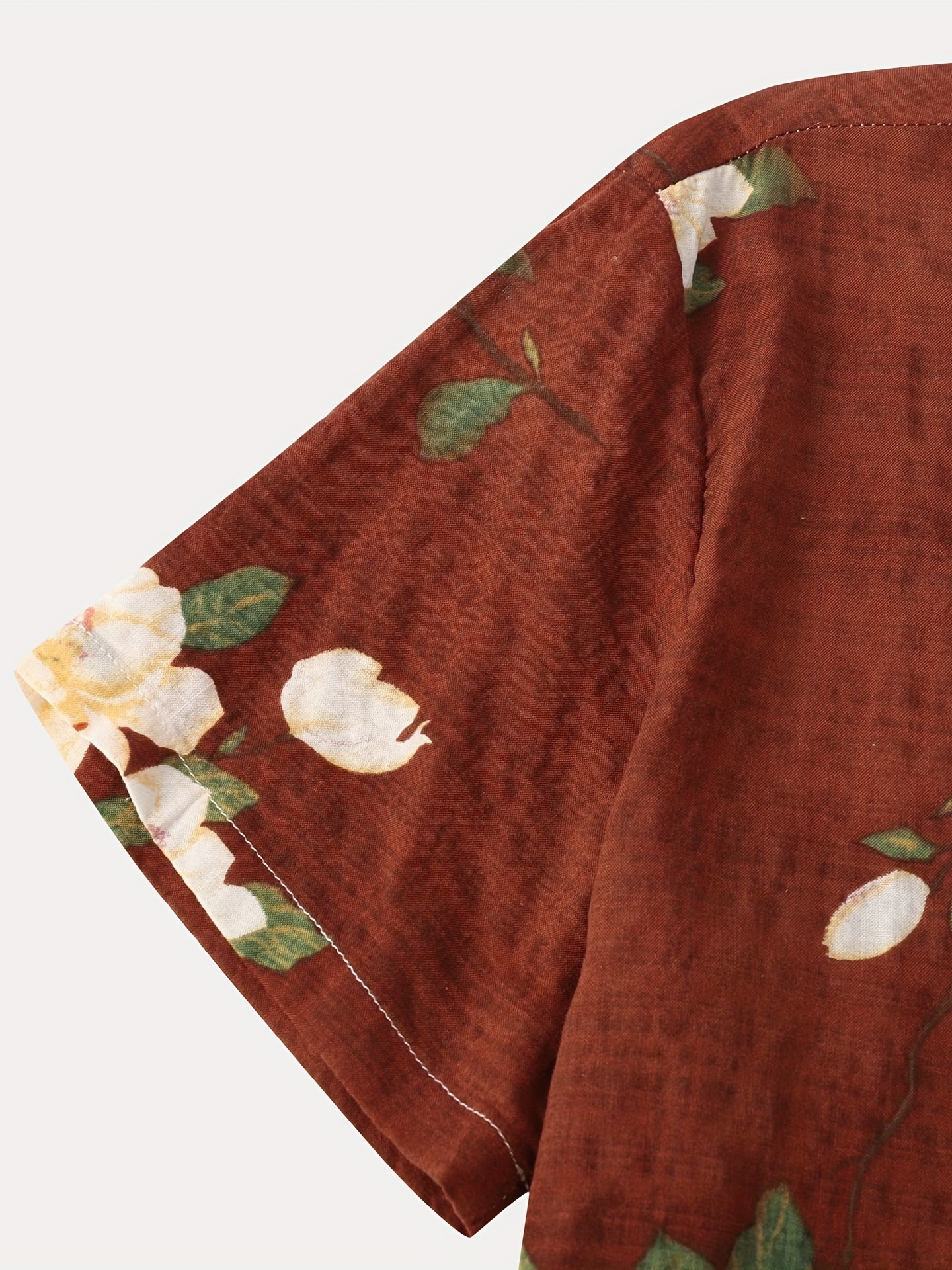 mens casual slim short sleeve shirts with flower for summer details 17