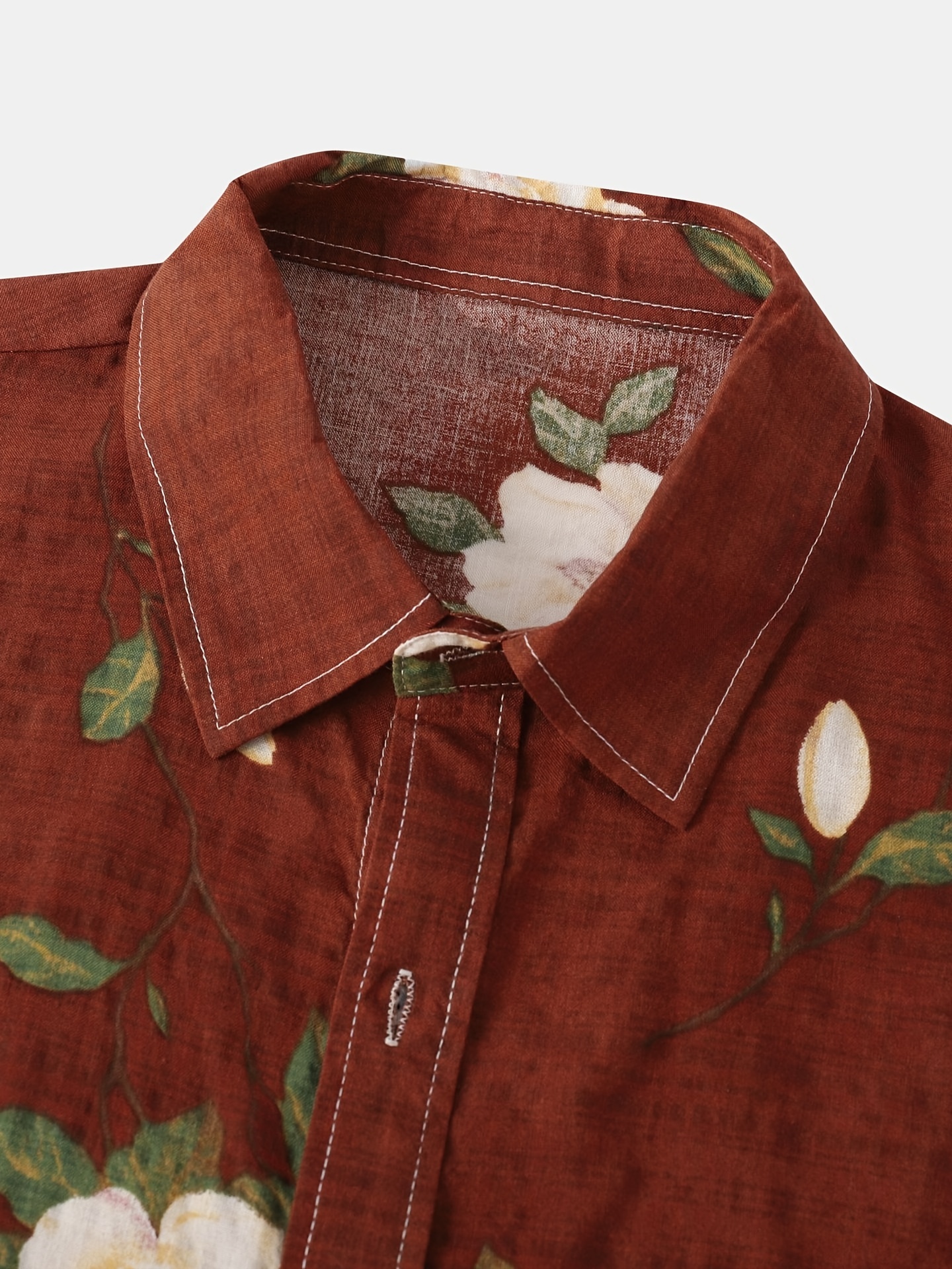 mens casual slim short sleeve shirts with flower for summer details 18
