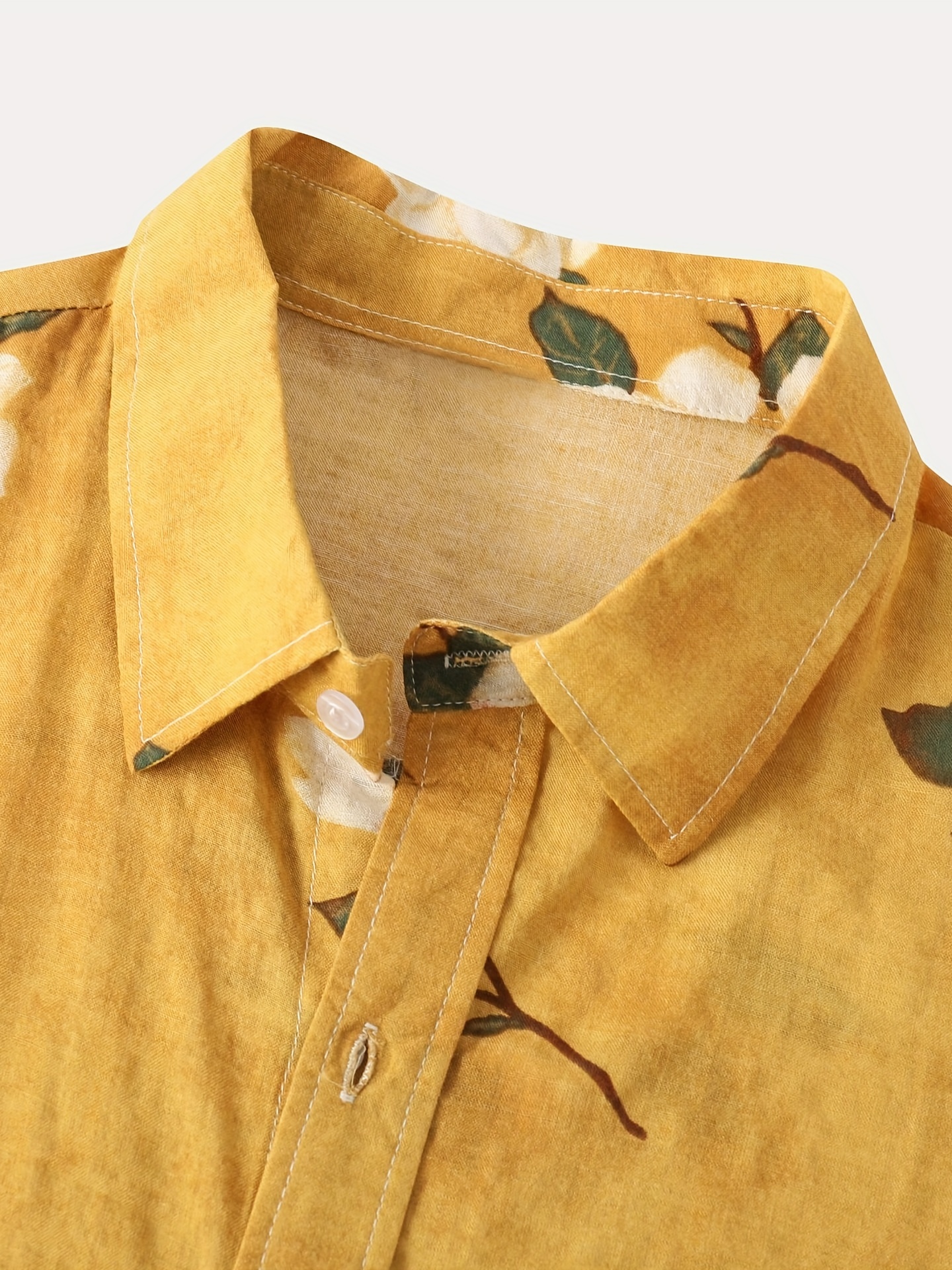 mens casual slim short sleeve shirts with flower for summer details 26