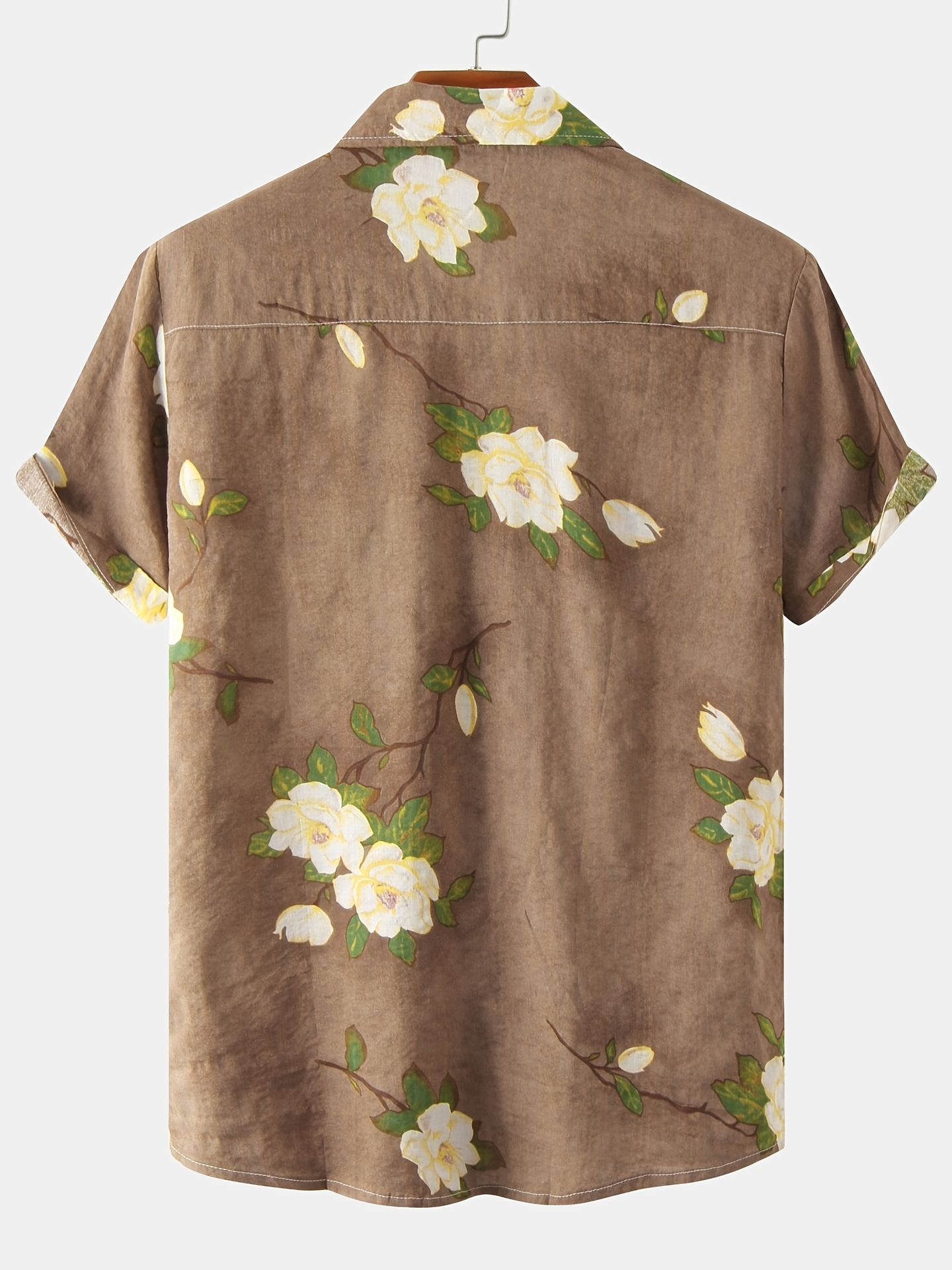 mens casual slim short sleeve shirts with flower for summer details 34