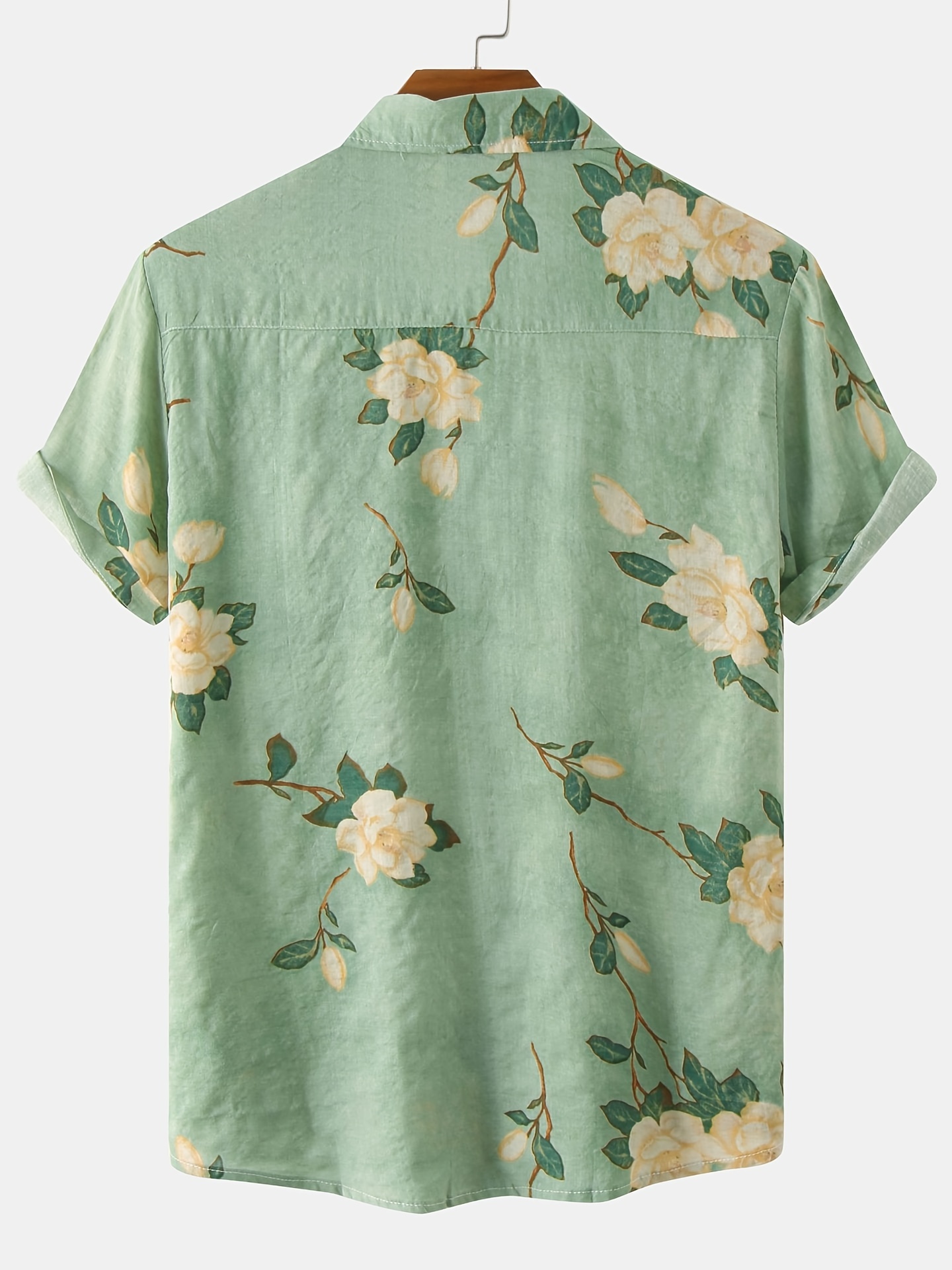 mens casual slim short sleeve shirts with flower for summer details 61