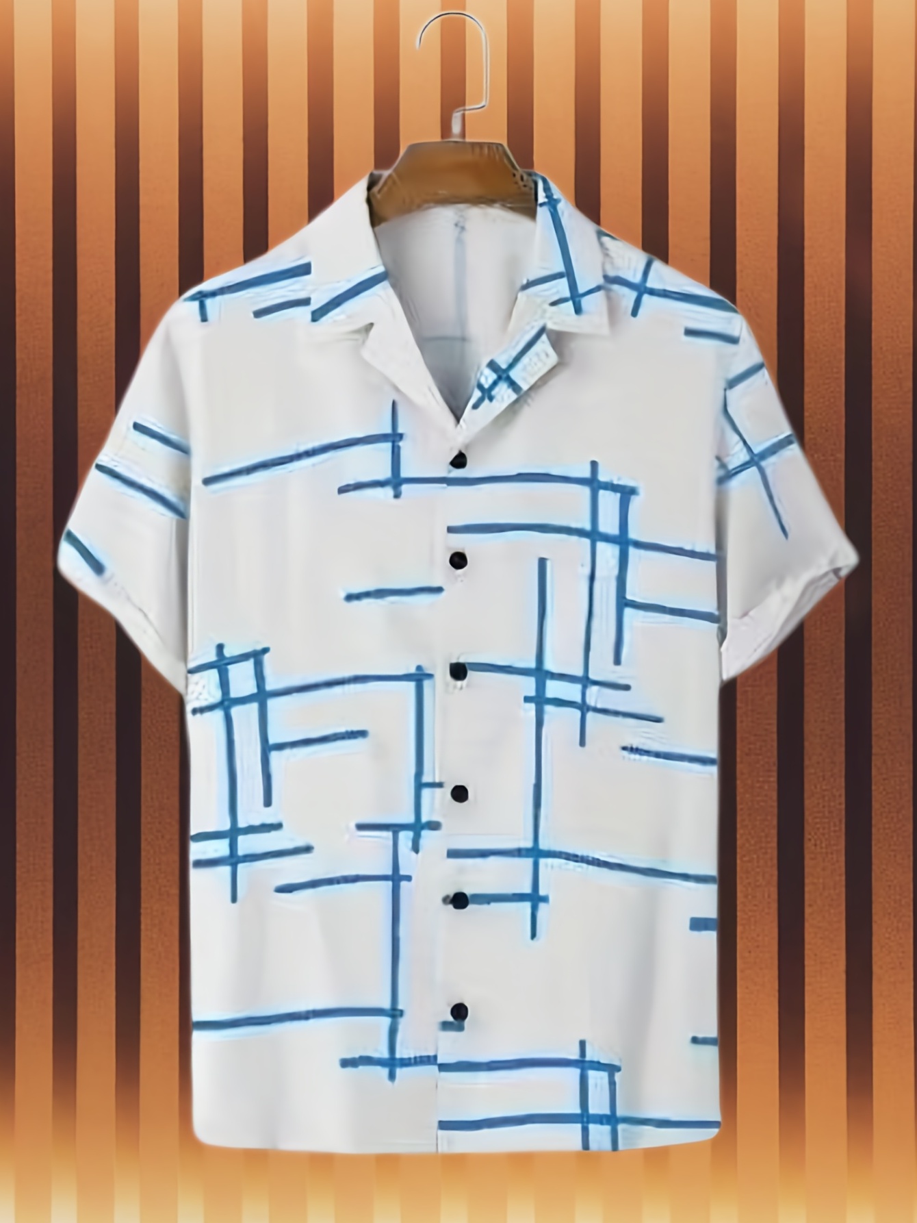 trendy stripe print mens casual short sleeve hawaiian shirt mens shirt for summer vacation resort tops for men details 4