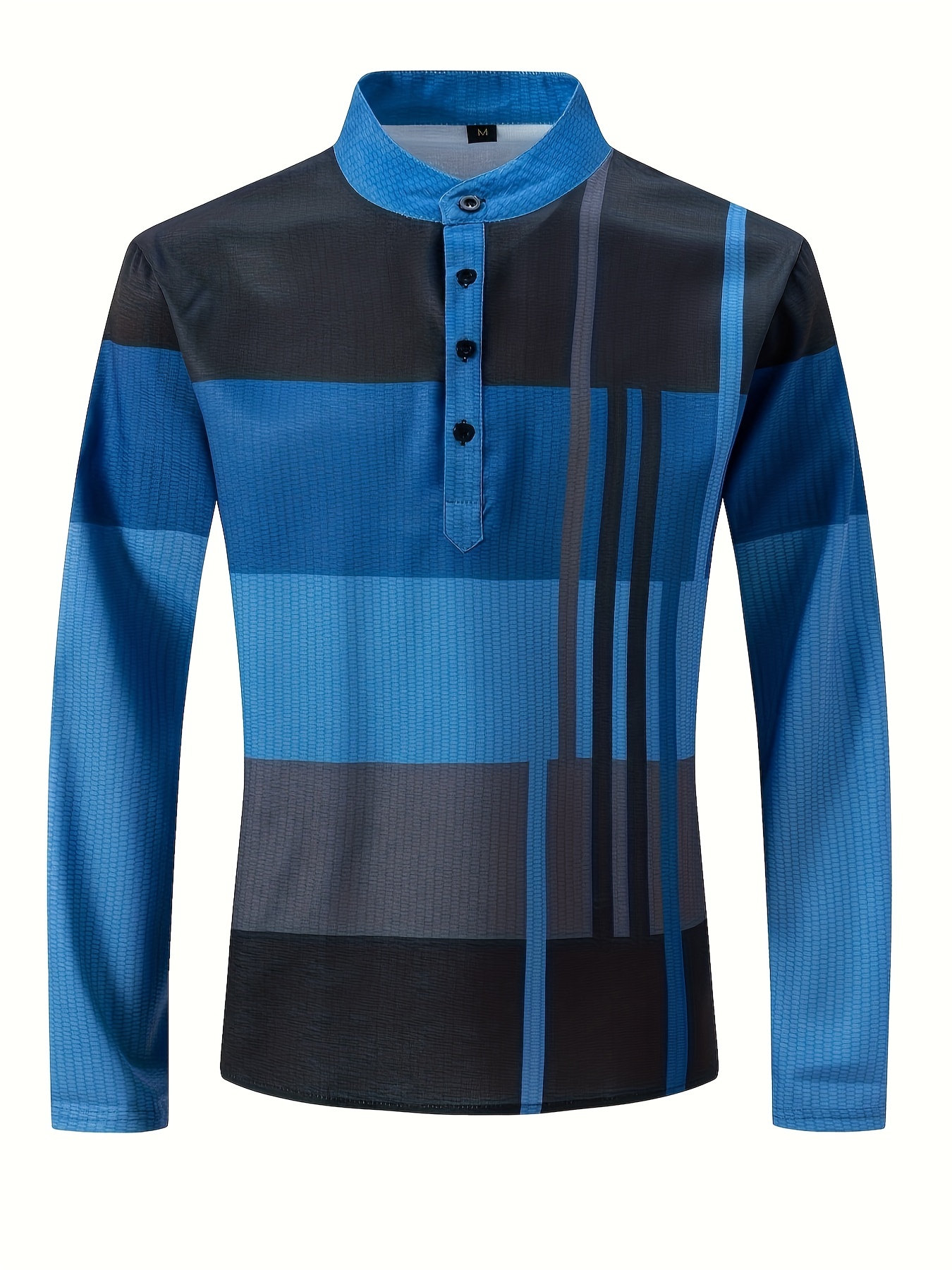 mens shirt top henley shirts color block long sleeve closure regular fit male casual shirt for daily vacation details 7