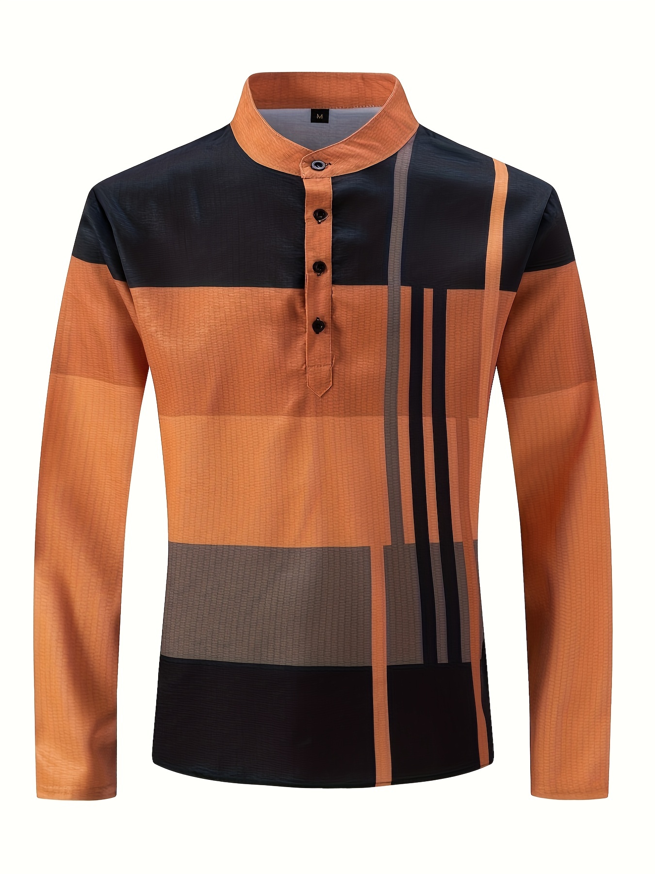 mens shirt top henley shirts color block long sleeve closure regular fit male casual shirt for daily vacation details 33