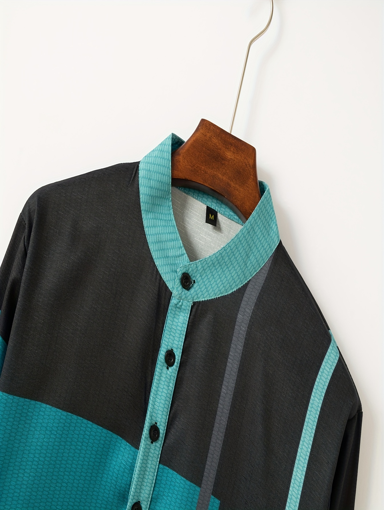 mens shirt top henley shirts color block long sleeve closure regular fit male casual shirt for daily vacation details 37