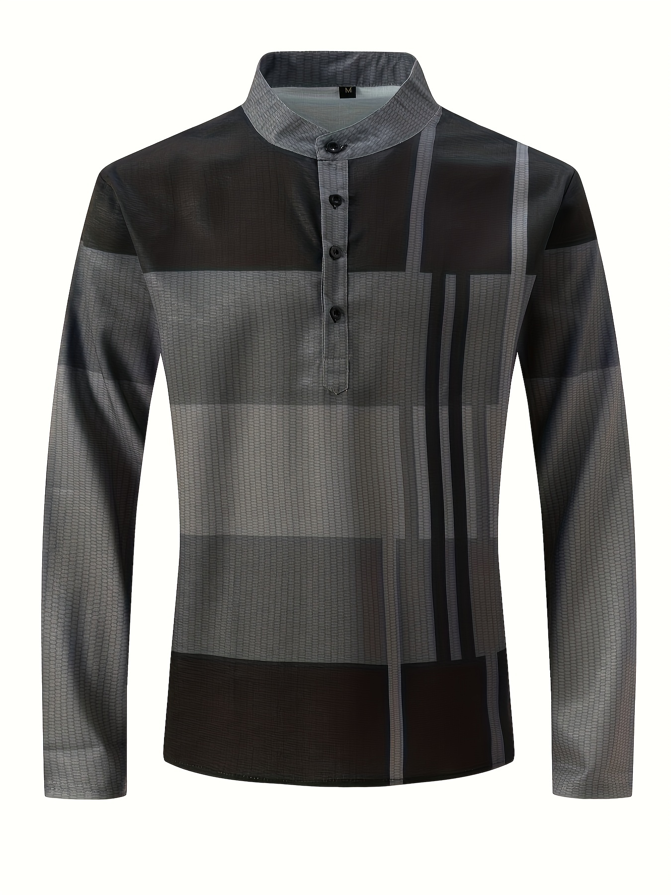 mens shirt top henley shirts color block long sleeve closure regular fit male casual shirt for daily vacation details 50