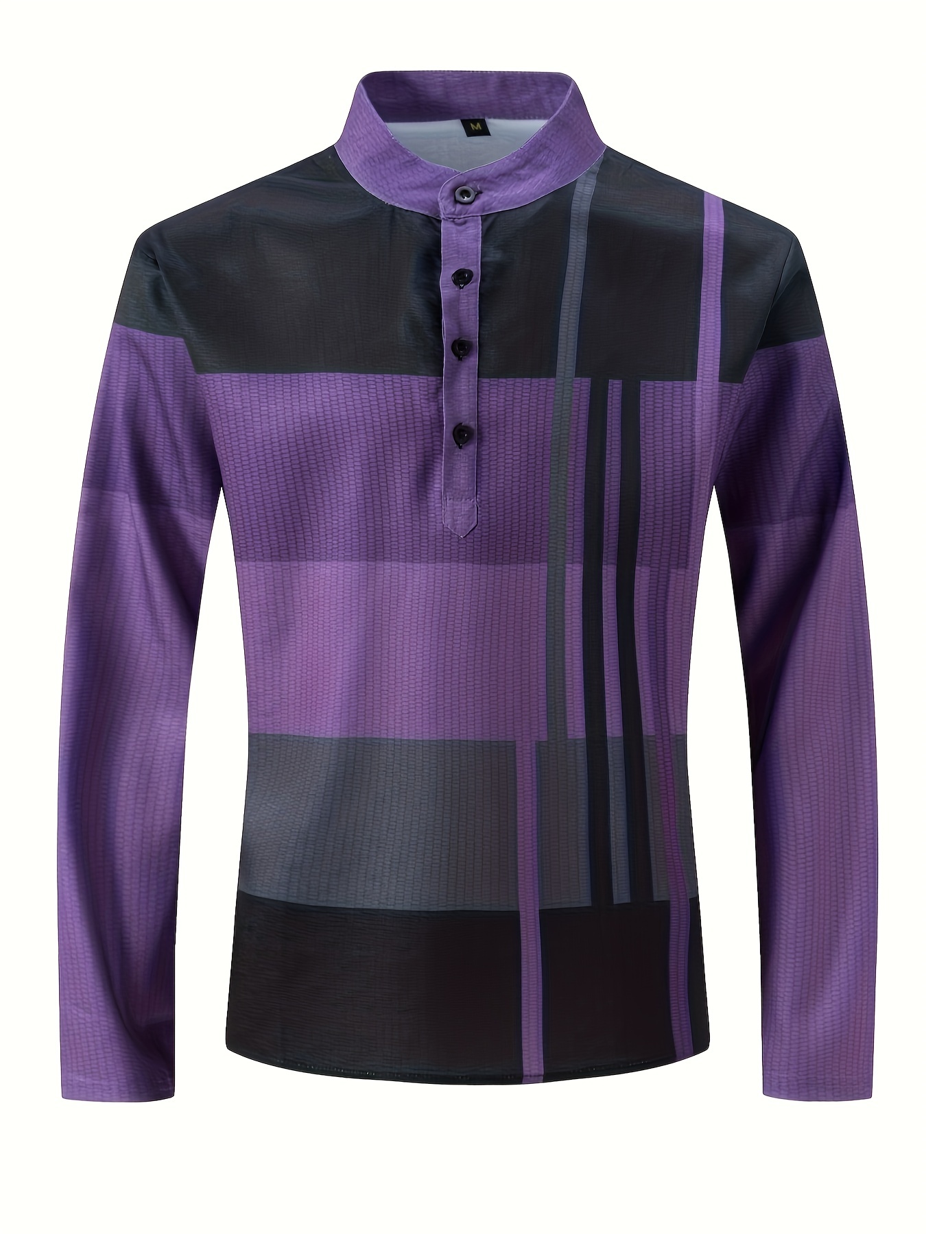 mens shirt top henley shirts color block long sleeve closure regular fit male casual shirt for daily vacation details 59