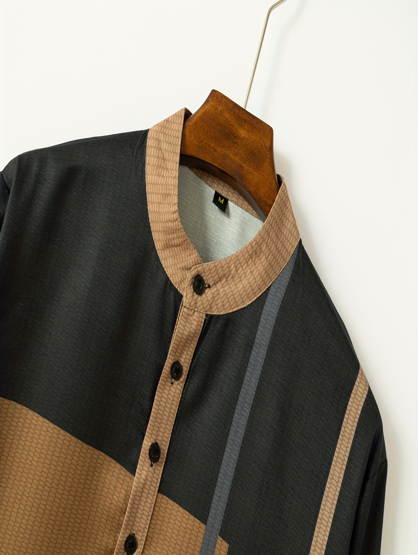 mens shirt top henley shirts color block long sleeve closure regular fit male casual shirt for daily vacation details 64
