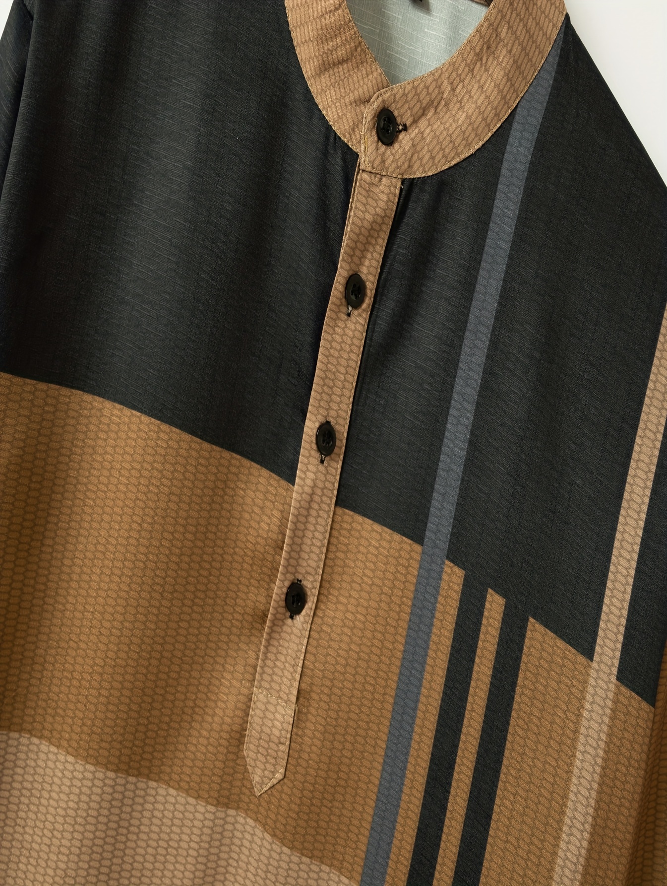 mens shirt top henley shirts color block long sleeve closure regular fit male casual shirt for daily vacation details 65