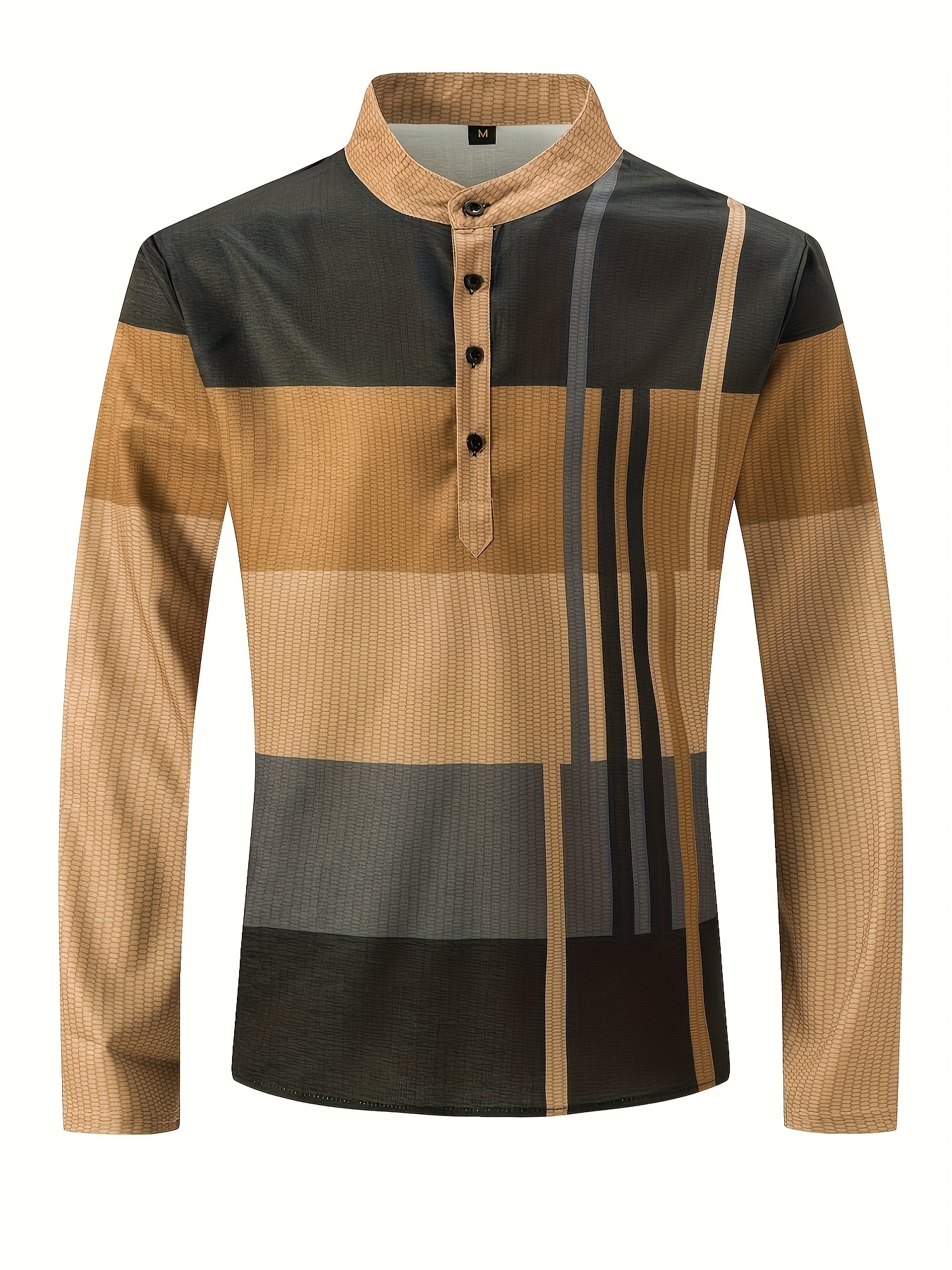 mens shirt top henley shirts color block long sleeve closure regular fit male casual shirt for daily vacation details 67