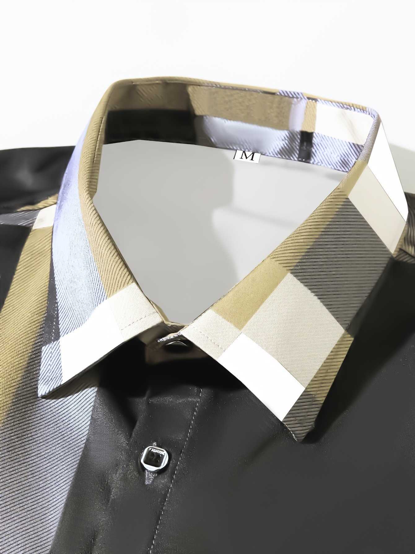 mens semi formal non stretch long sleeve turndown collar shirt male clothes for spring and summer details 3