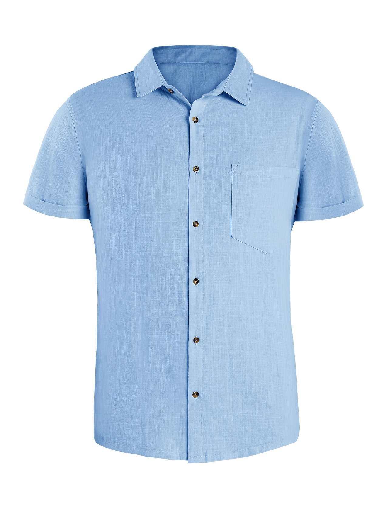 solid mens casual summer short sleeve button down shirts gift for men details 1