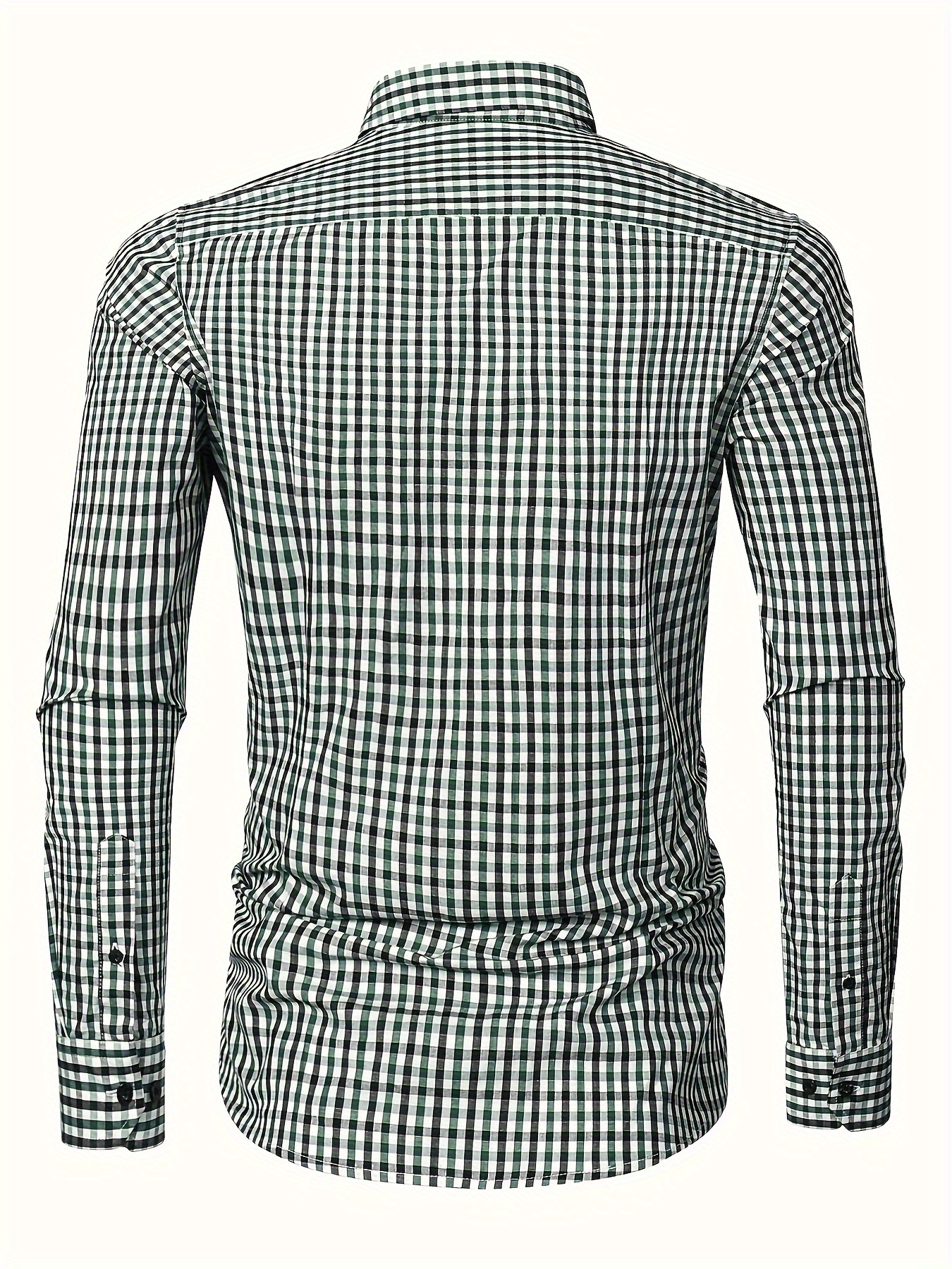 plaid pattern mens cotton casual long sleeve button up shirt mens leisurewear spring fall outdoor details 4