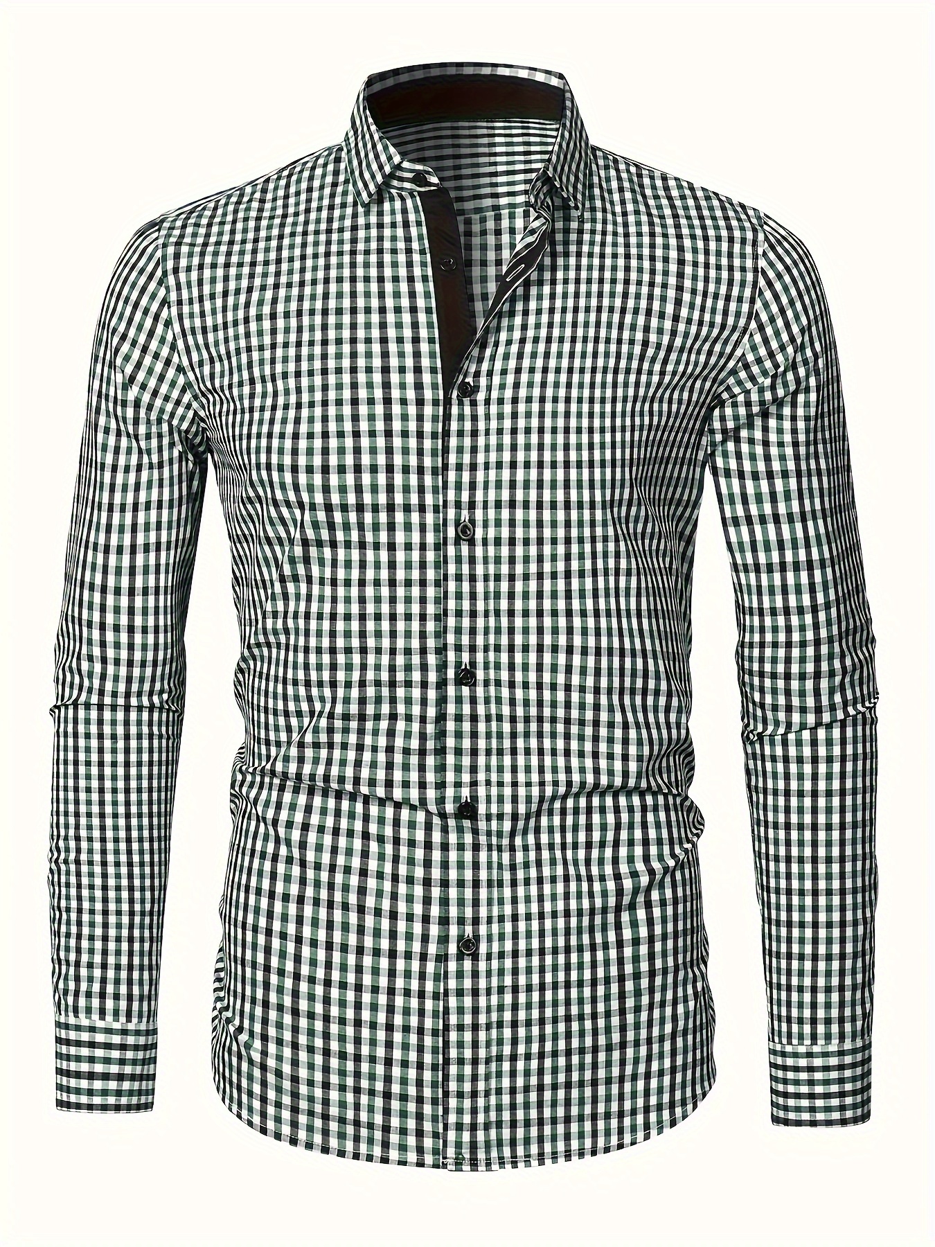 plaid pattern mens cotton casual long sleeve button up shirt mens leisurewear spring fall outdoor details 9