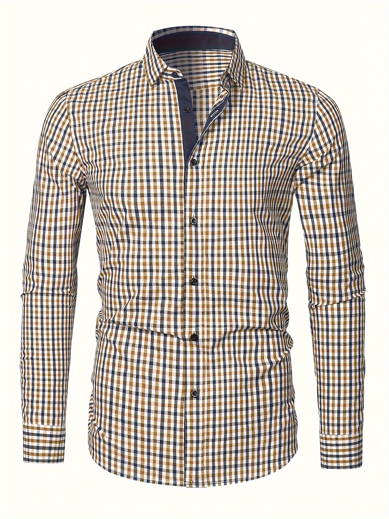 plaid pattern mens cotton casual long sleeve button up shirt mens leisurewear spring fall outdoor details 46