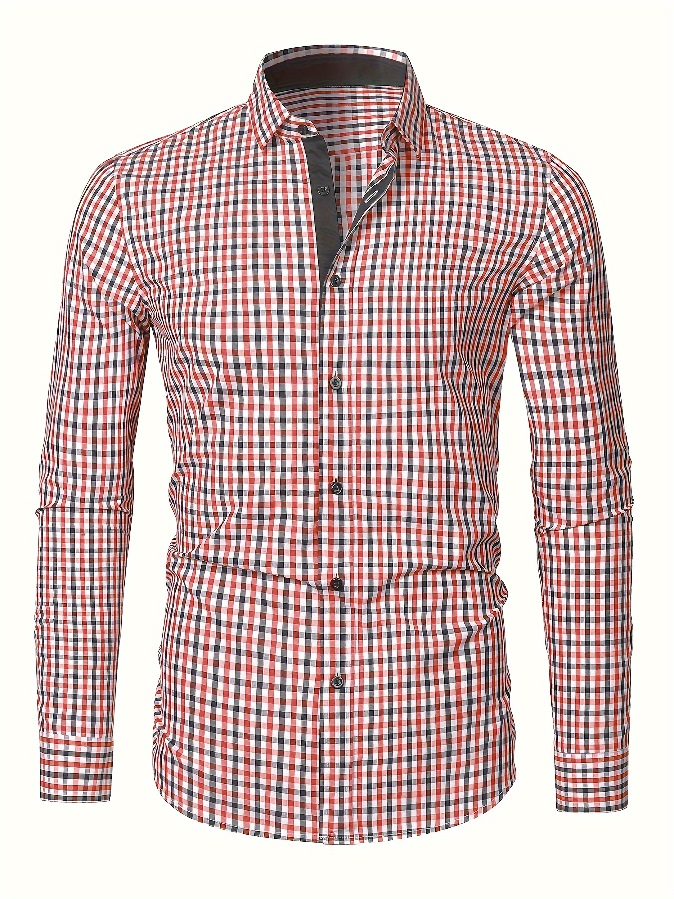 plaid pattern mens cotton casual long sleeve button up shirt mens leisurewear spring fall outdoor details 54