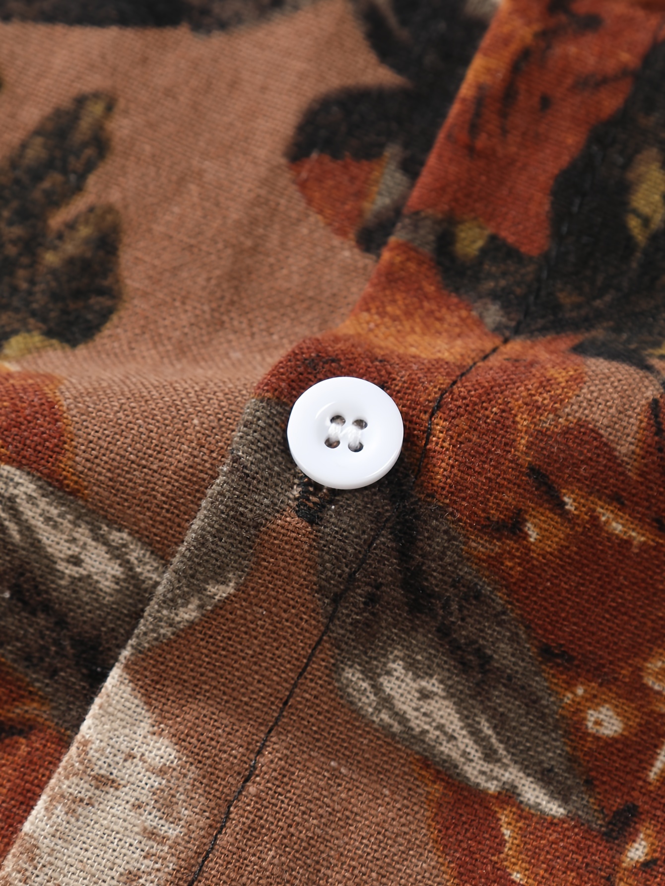 mens stylish loose cotton blend floral print shirt casual breathable lapel button up short sleeve shirt for summer outdoor activities details 3