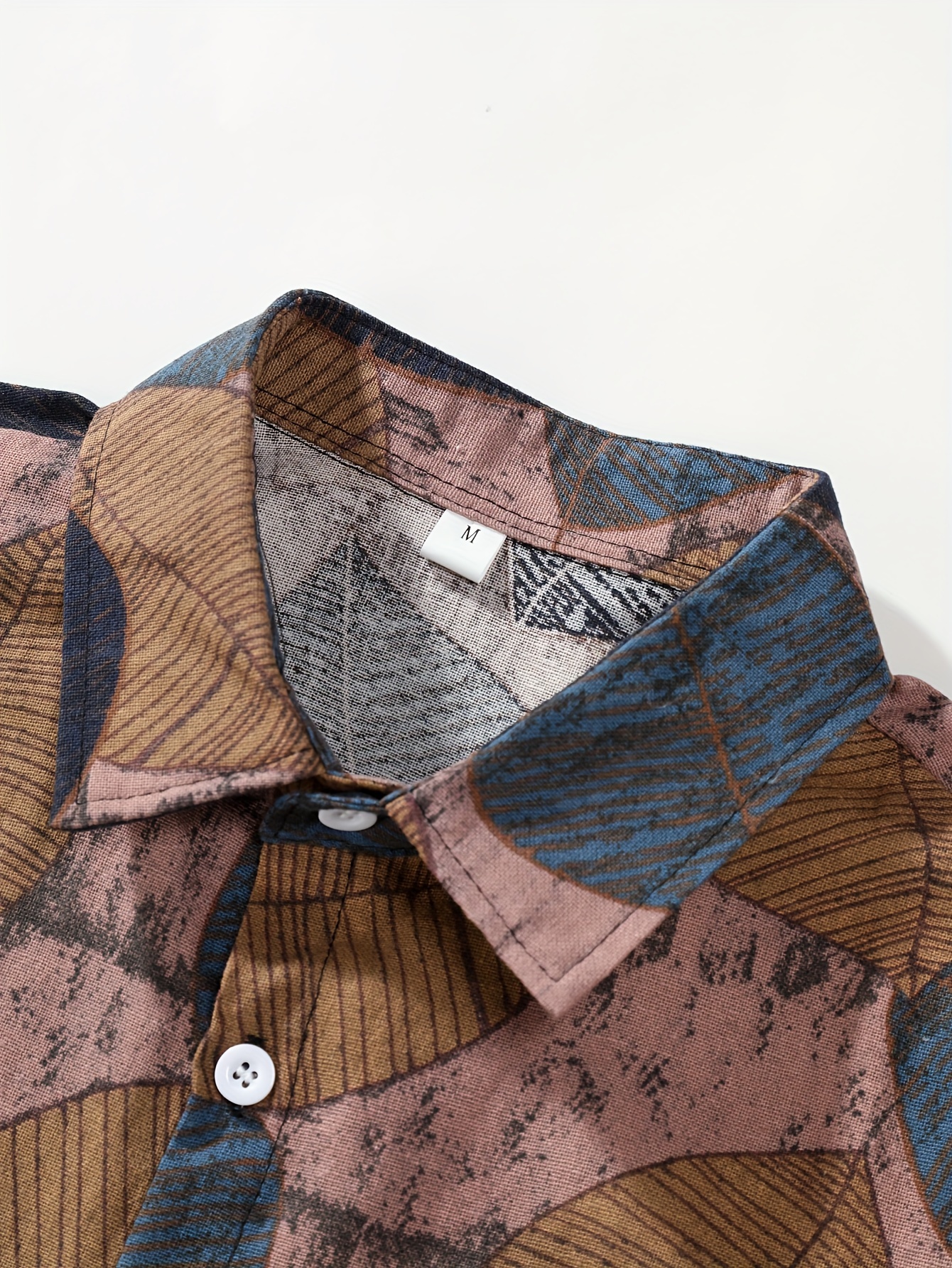 mens stylish loose cotton blend floral print shirt casual breathable lapel button up short sleeve shirt for summer outdoor activities details 14