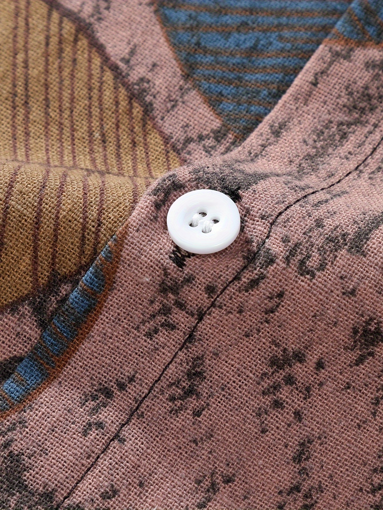 mens stylish loose cotton blend floral print shirt casual breathable lapel button up short sleeve shirt for summer outdoor activities details 15